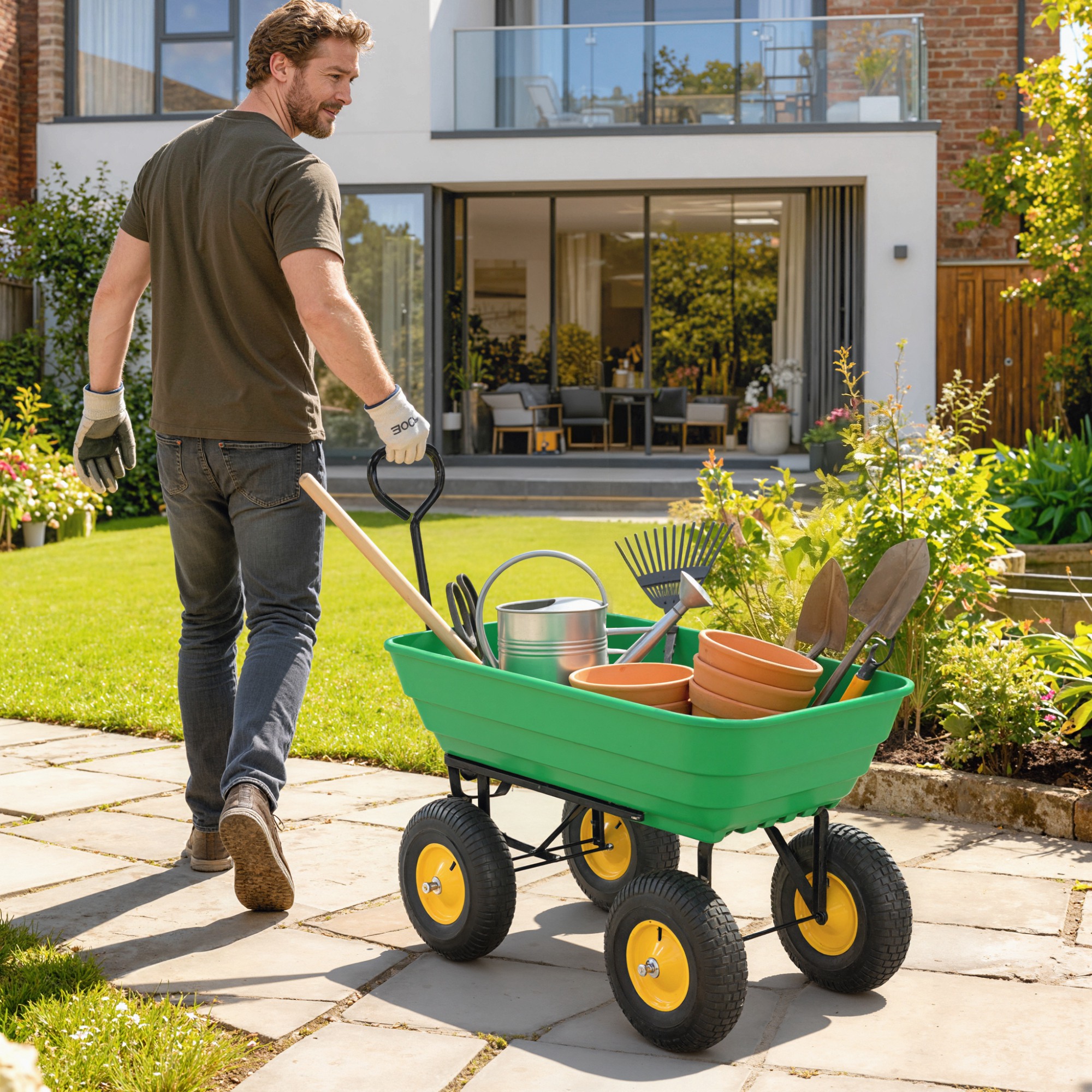 Outsunny Garden Dump Cart Heavy Duty 440lbs Garden Wagon with