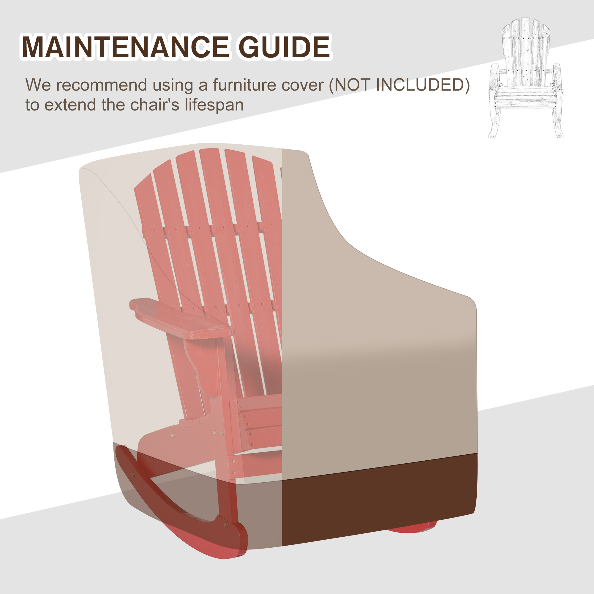 Outsunny Wooden Adirondack Rocking Chair with Slatted Wooden Design ...