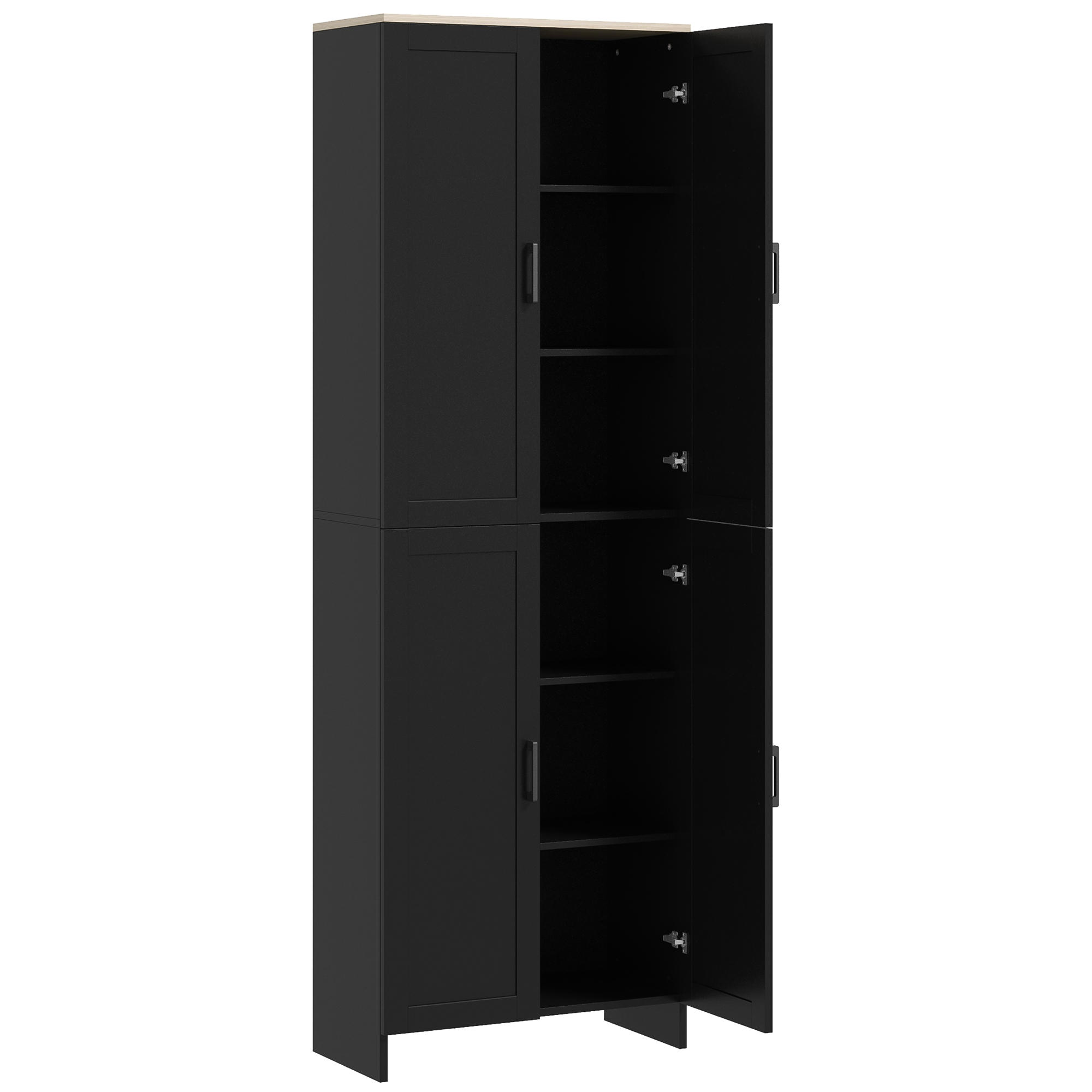 Freestanding Organizer Organizer Unit Cupboard with Adjustable-Height Shelves, 67" 4-Entry Cooking Pantry Organizer Unit, Black 1