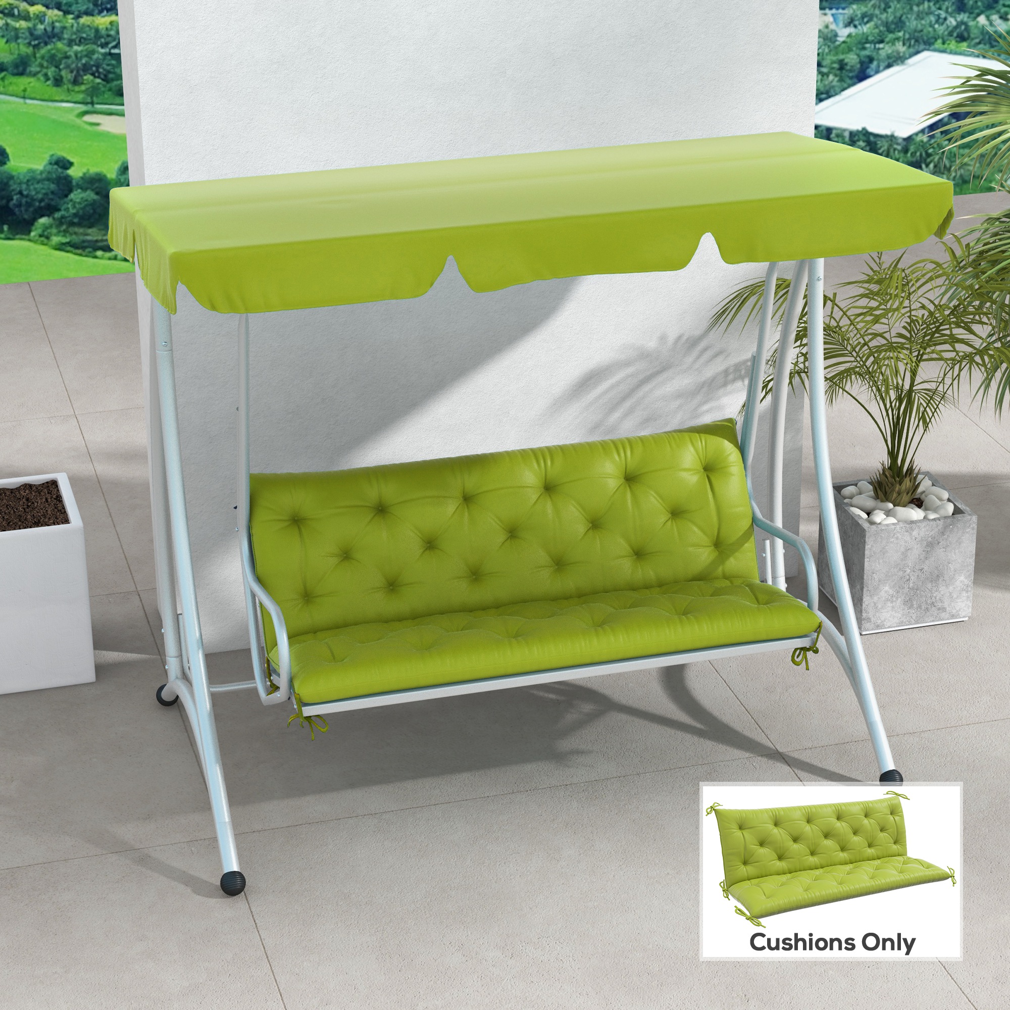 Outsunny 3-Seater Outdoor Bench Swing Chair Replacement Cushions for Patio Garden, Light Green Aosom Canada