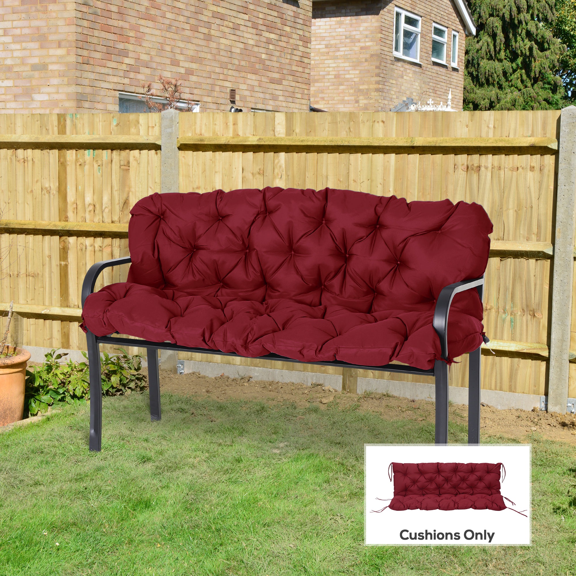 Outsunny 3 Seater Outdoor Seat Pads Bench Swing Chair Replacement Cushions Backrest for Patio Garden, Wine Red Aosom Canada