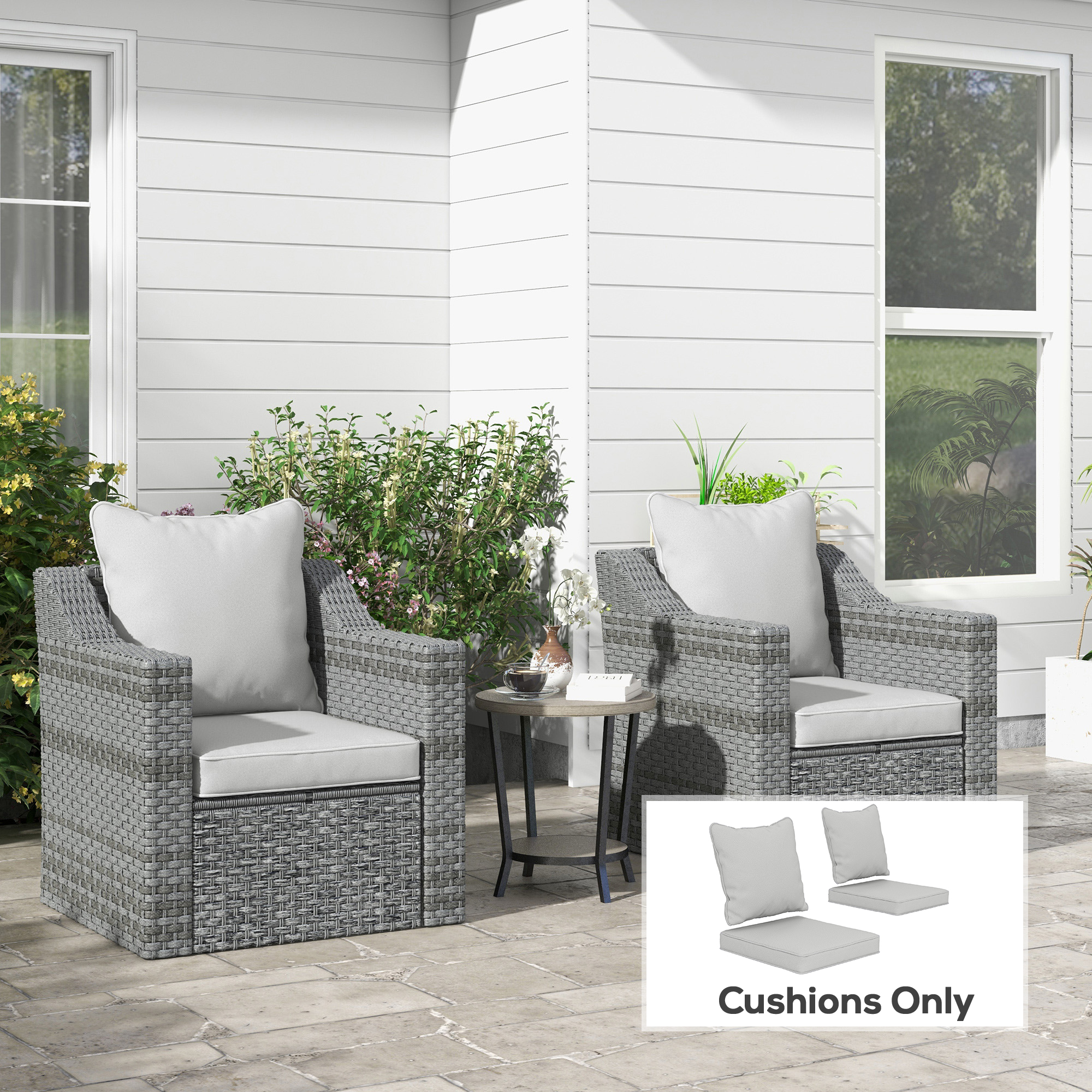 Outsunny Light Grey 4-Piece Patio Chair Cushions Set with Back Pillows for Indoor and Outdoor Seating Aosom Canada