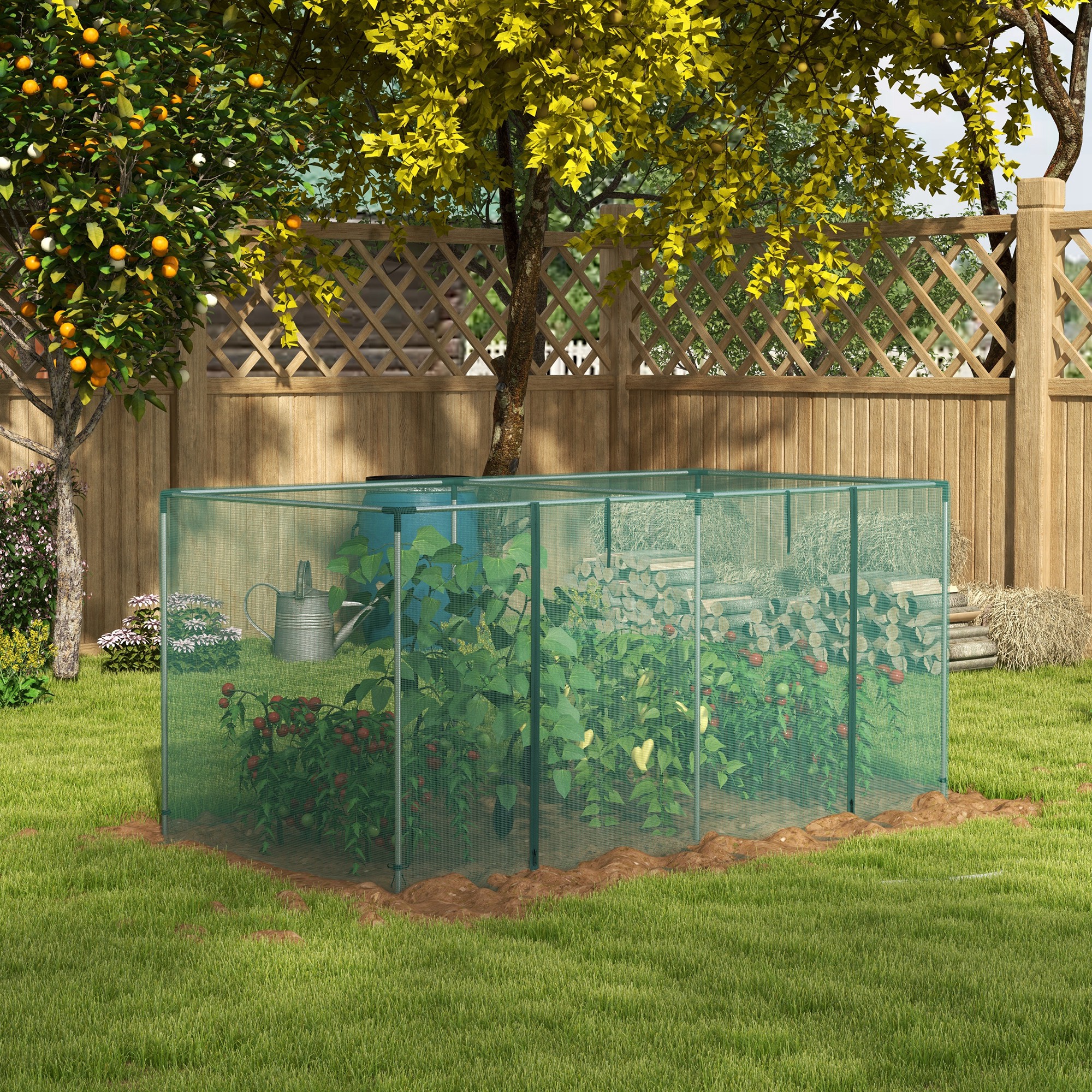 Outsunny Plant Protection Tent Galvanized Steel Crop Cage with Zippered Door 8'x4' Green for Outdoor Gardening Aosom Canada