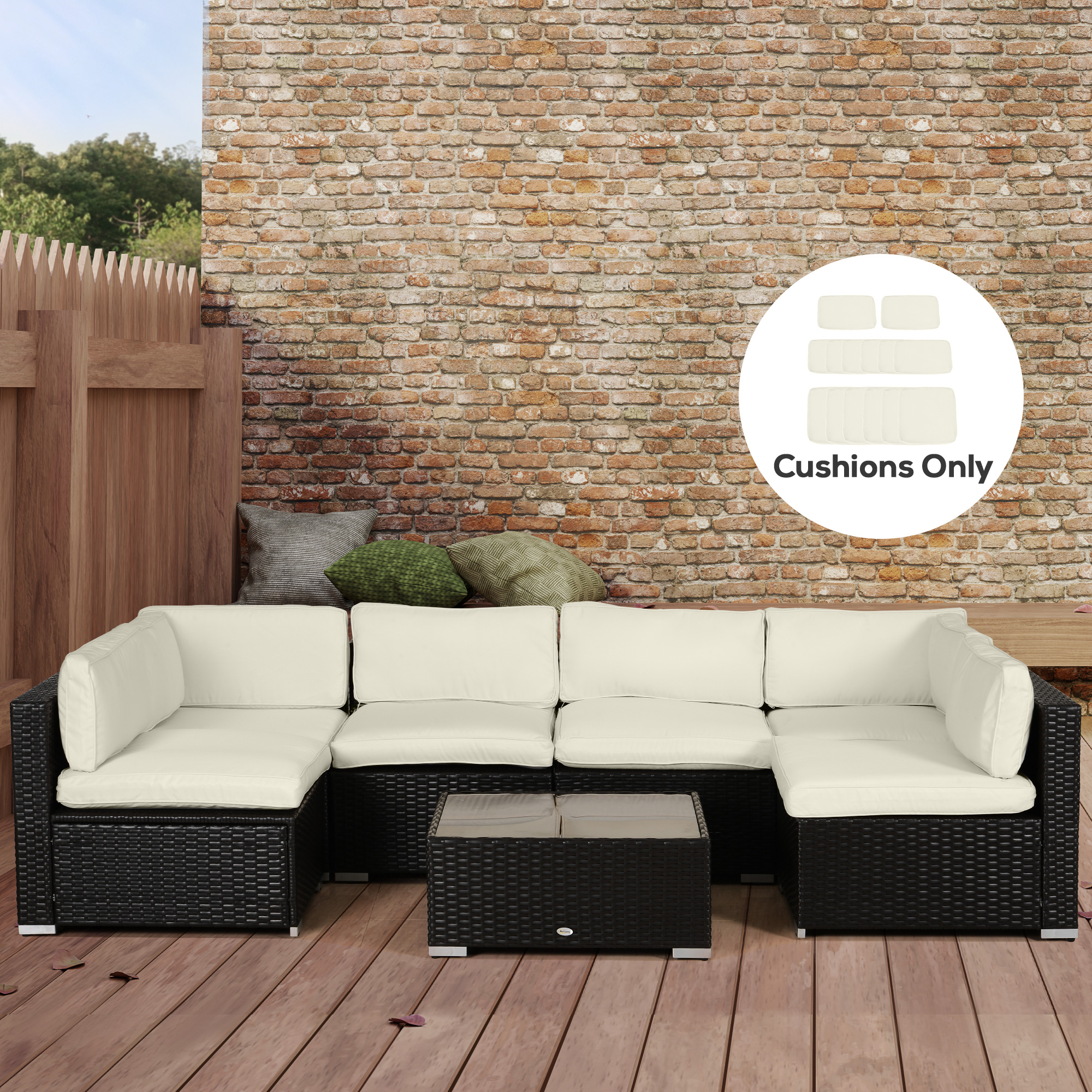 Outsunny Patio Rattan Sofa Set 14pc Outdoor Cushion Polyester Cover Replacement Set White No Cushion Aosom Canada