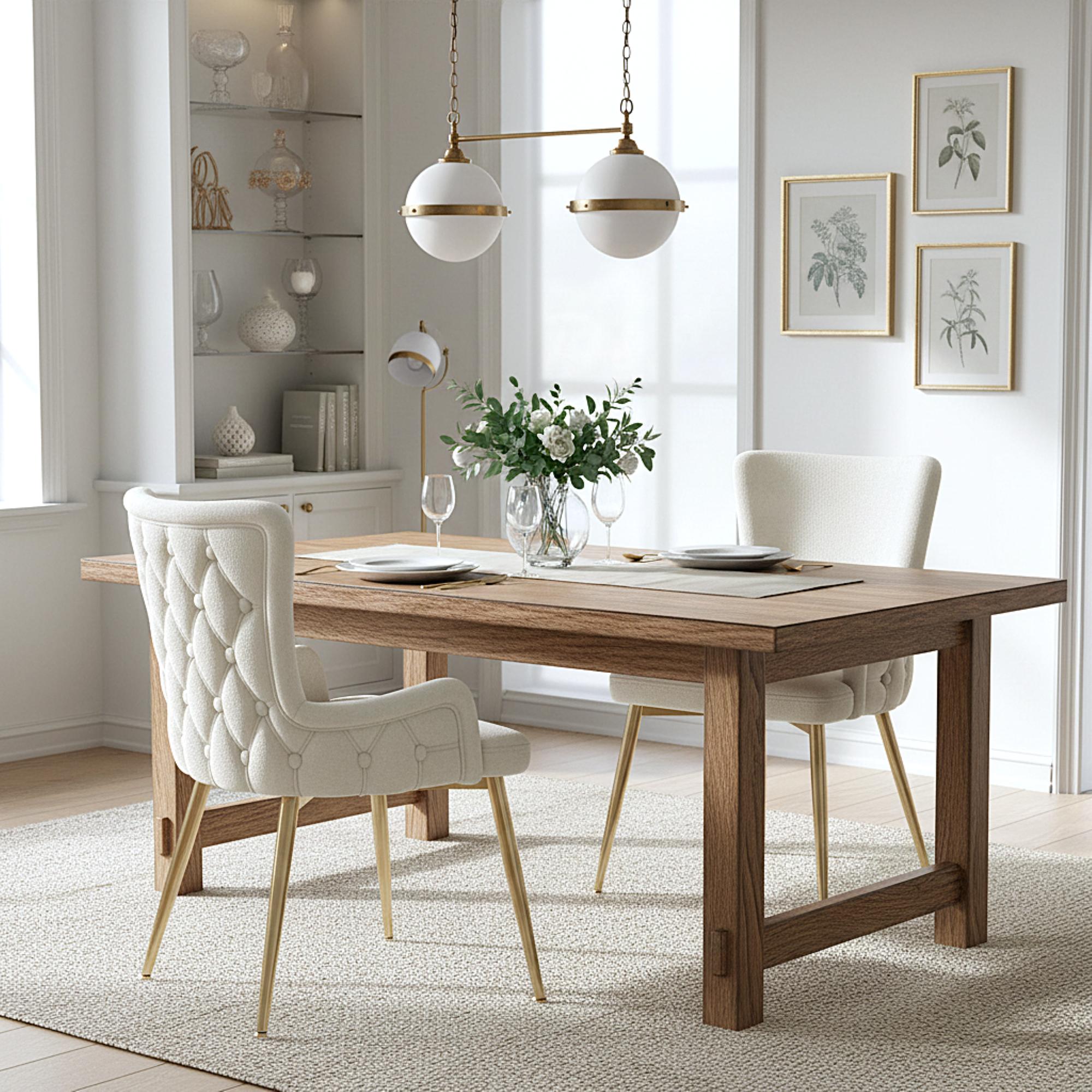 Set of 2 Velvet Dining Chairs with Plush Padding, Upholstered Leisure Chairs with Metal Legs, 21.5'' L x 20.5'' W x 33.5'' H, Beige | Aosom Canada