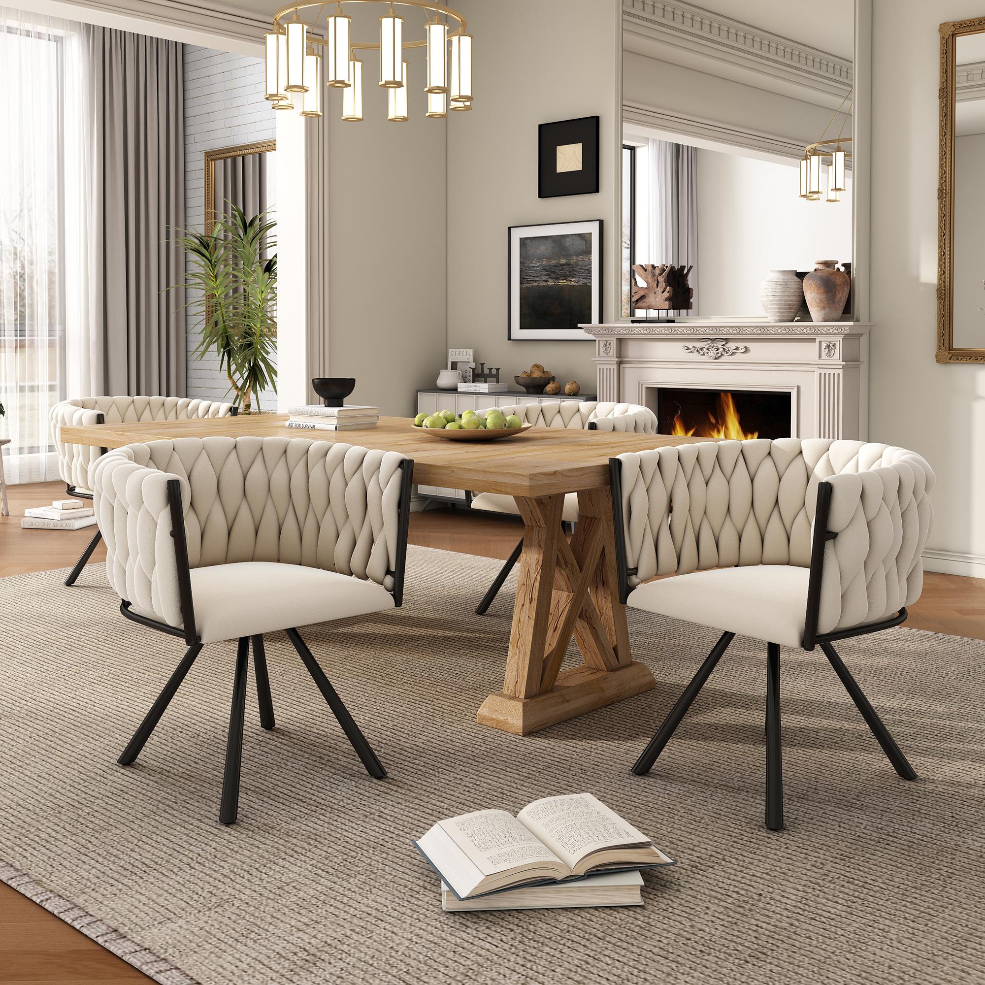 Set of 4 Velvet Dining Chairs with 4 Metal Support Legs, Upholstered Chairs with Ergonomic Support, 23'' L x 21'' W x 28.5'' H, Beige | Aosom Canada