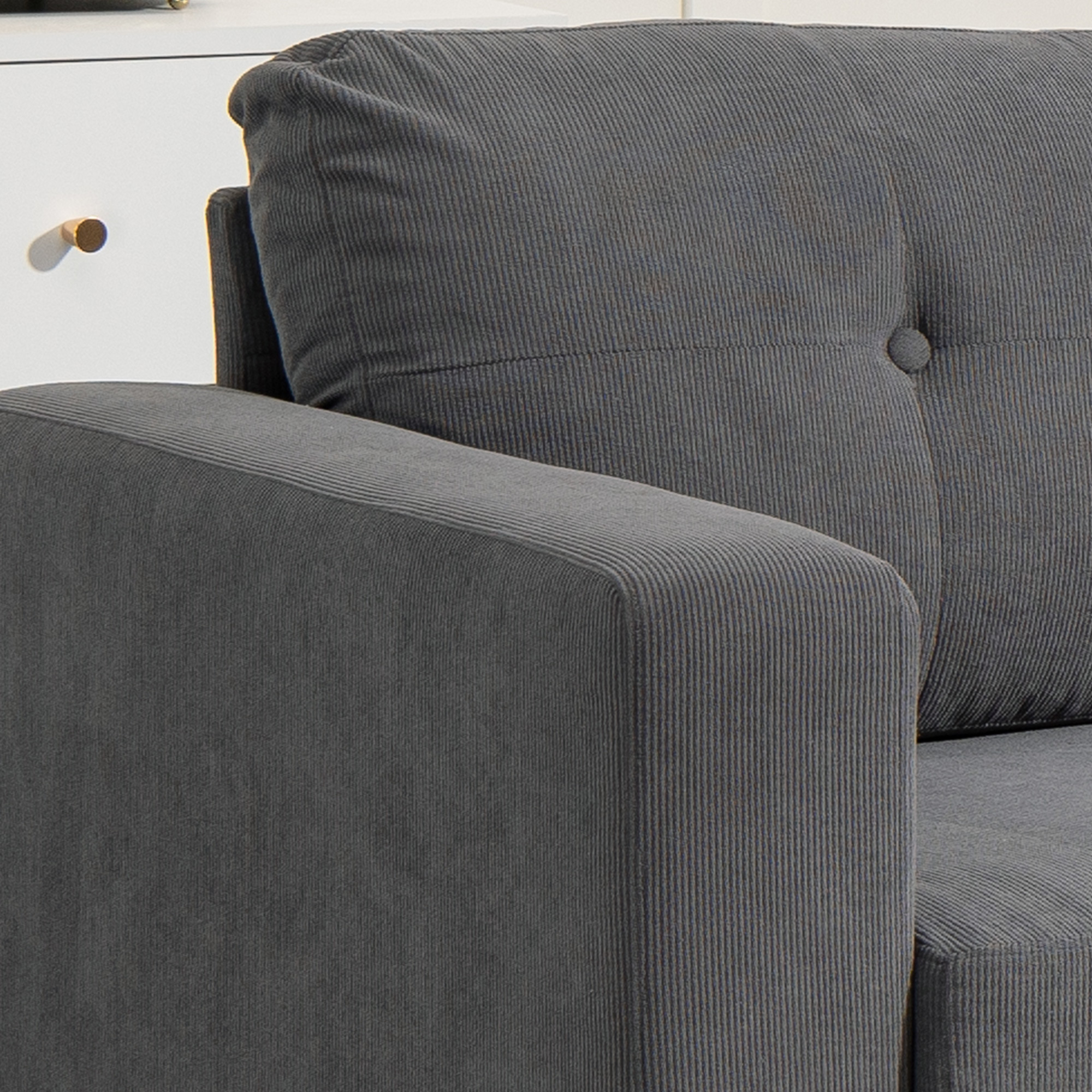 HOMCOM Small Space Sofa 3-Seat Sectional Sofa Dark Grey | Aosom Canada