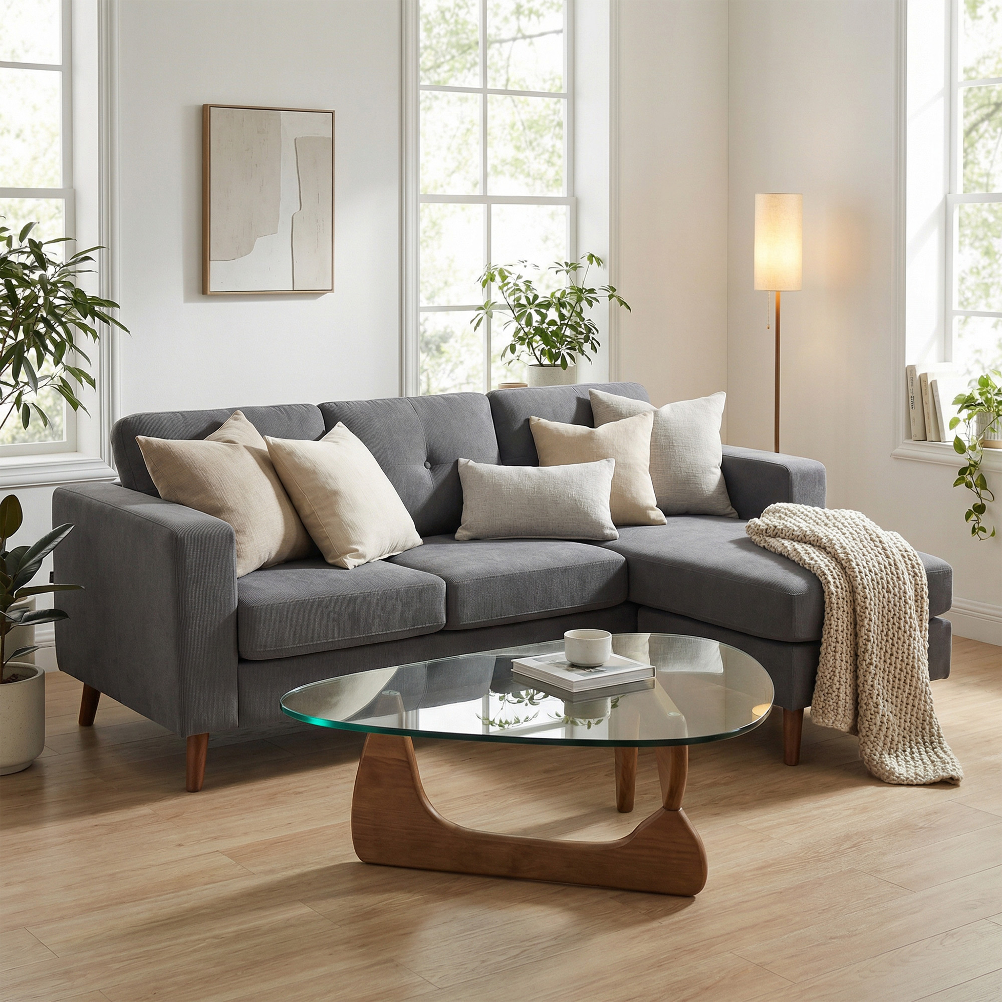 HOMCOM Small Space Sofa 3-Seat Sectional Sofa Dark Grey | Aosom Canada