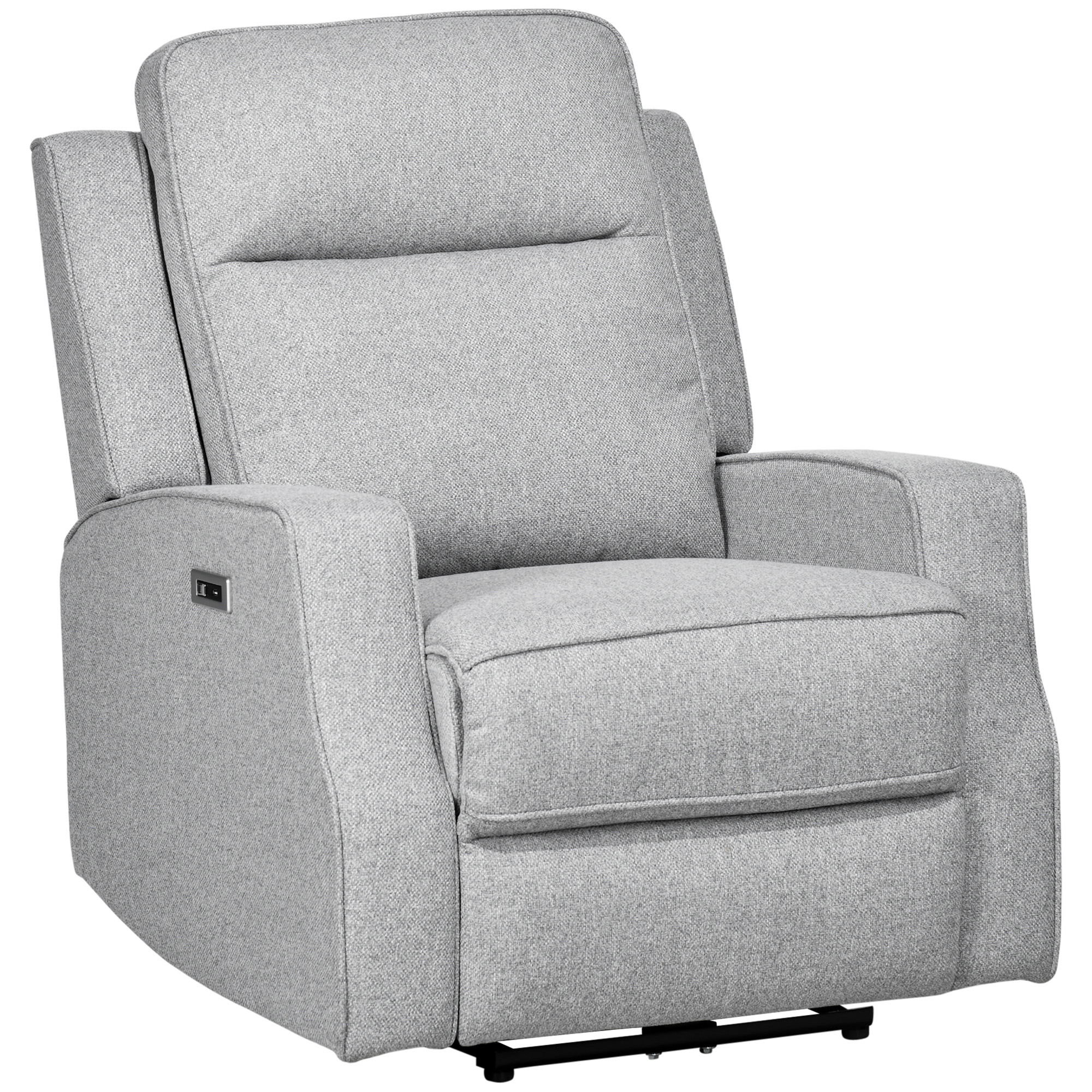 HOMCOM Electric Power Recliner, Wall Hugger Armchair with USB Charging Station, Sofa Recliner with Linen Upholstered Seat and Retractable Footrest, Gr