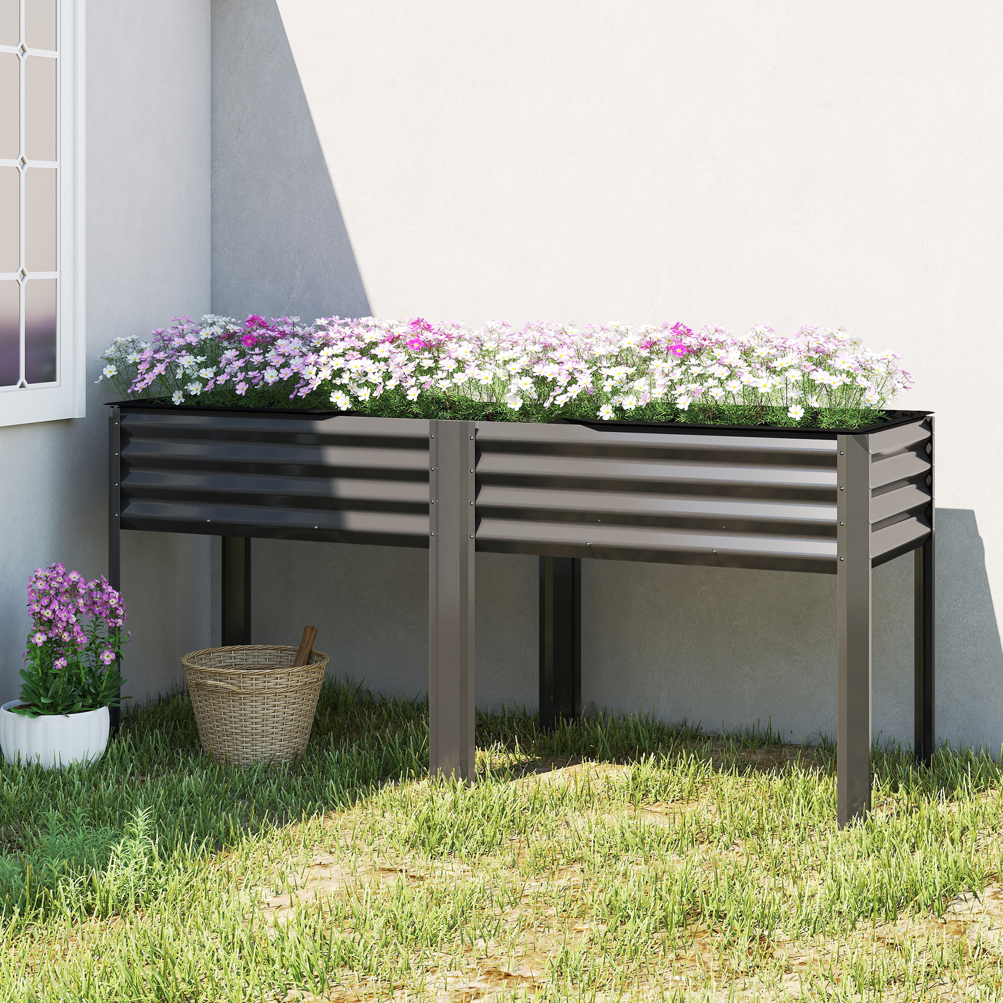 Outsunny Galvanized Raised Garden Bed with Legs, 71