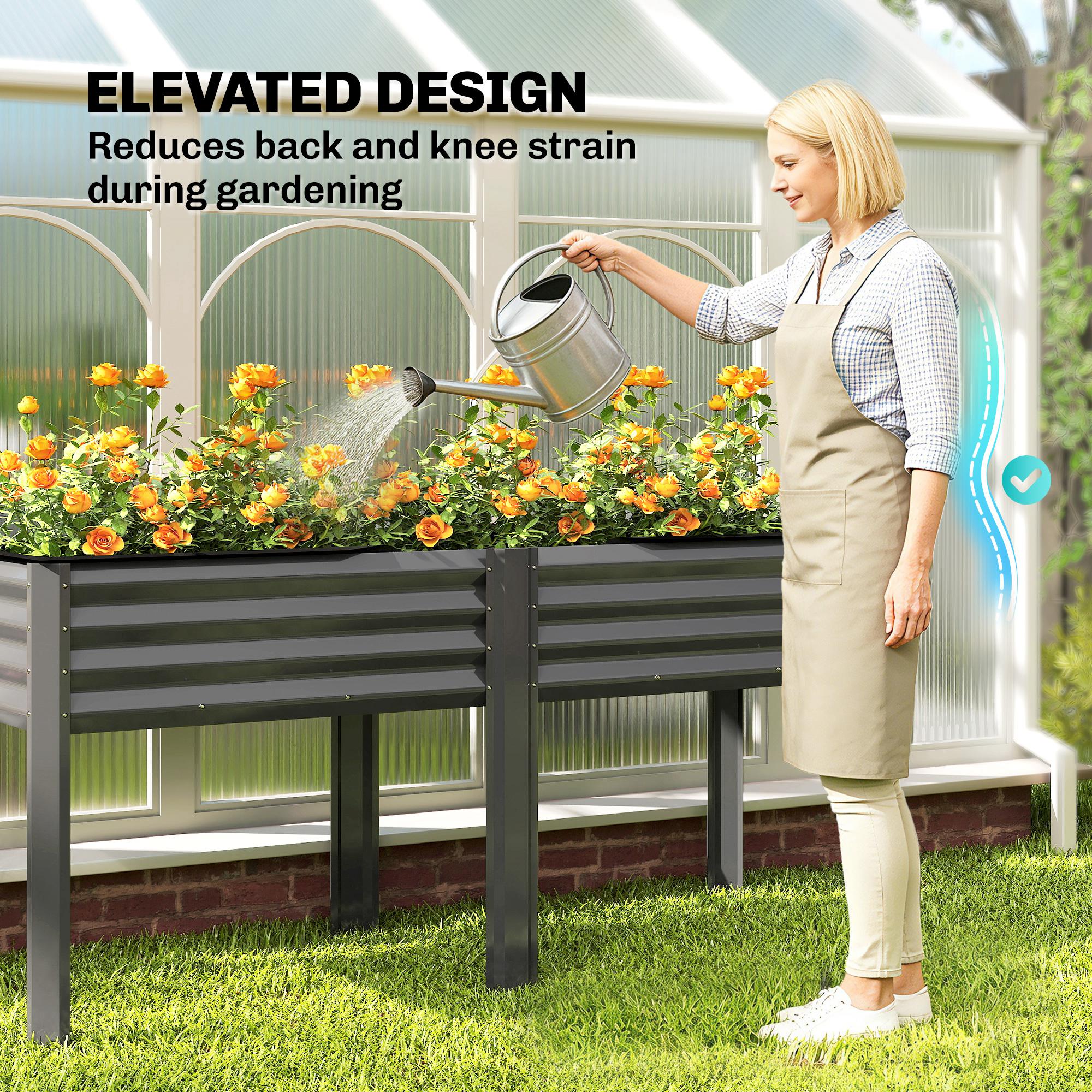 Outsunny Galvanized Raised Garden Bed with Legs, 71