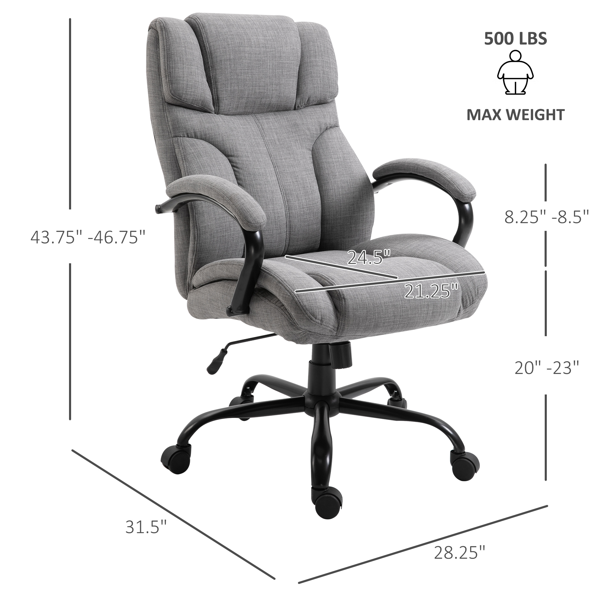 Vinsetto 500lbs Big and Tall Office Chair with Wide Seat Vinsetto 500lbs Big and Tall Office Chair with Wide Seat