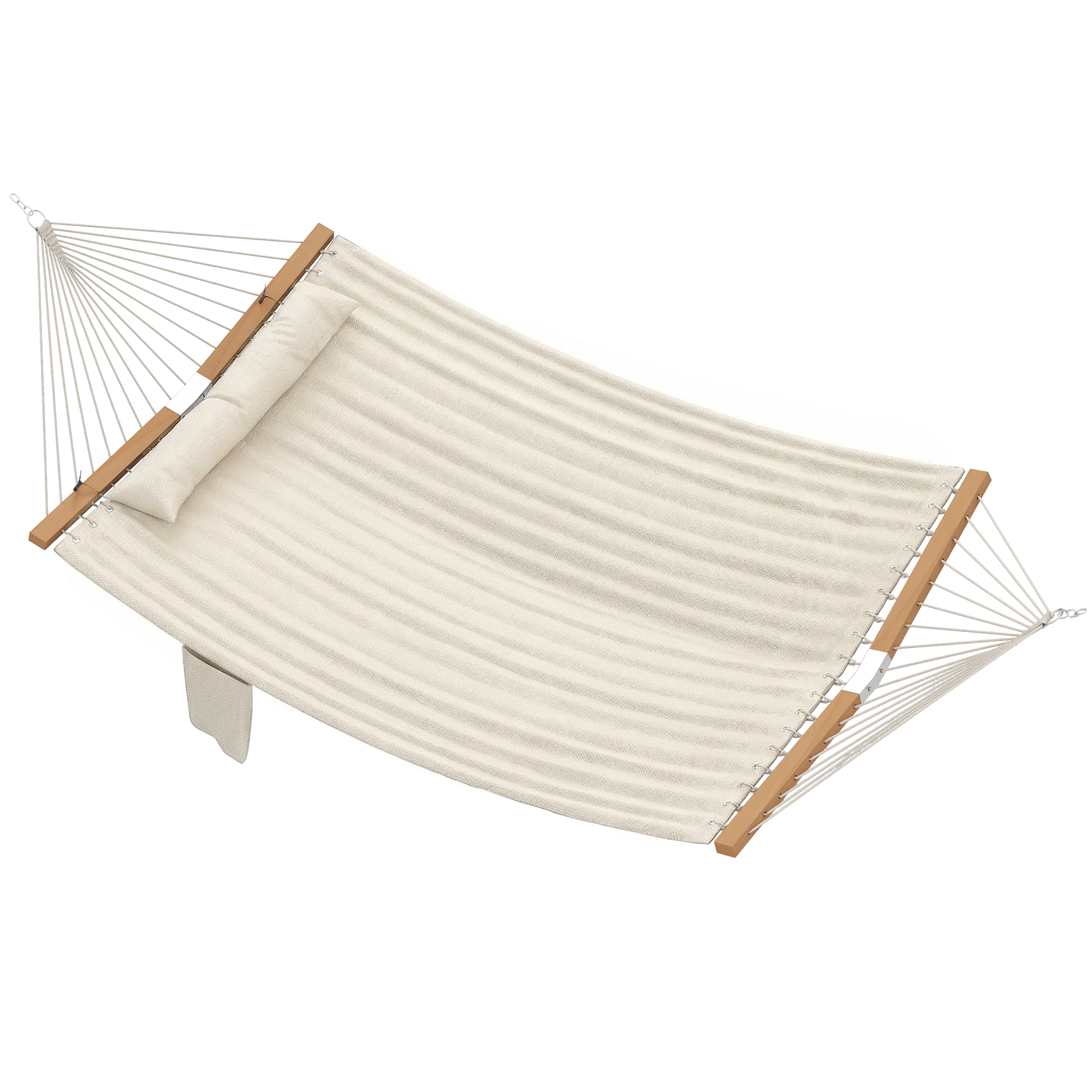 Outsunny Outdoor Hammock 2-Person, with Pillow & Pad, 440 lbs Capacity, Cream White