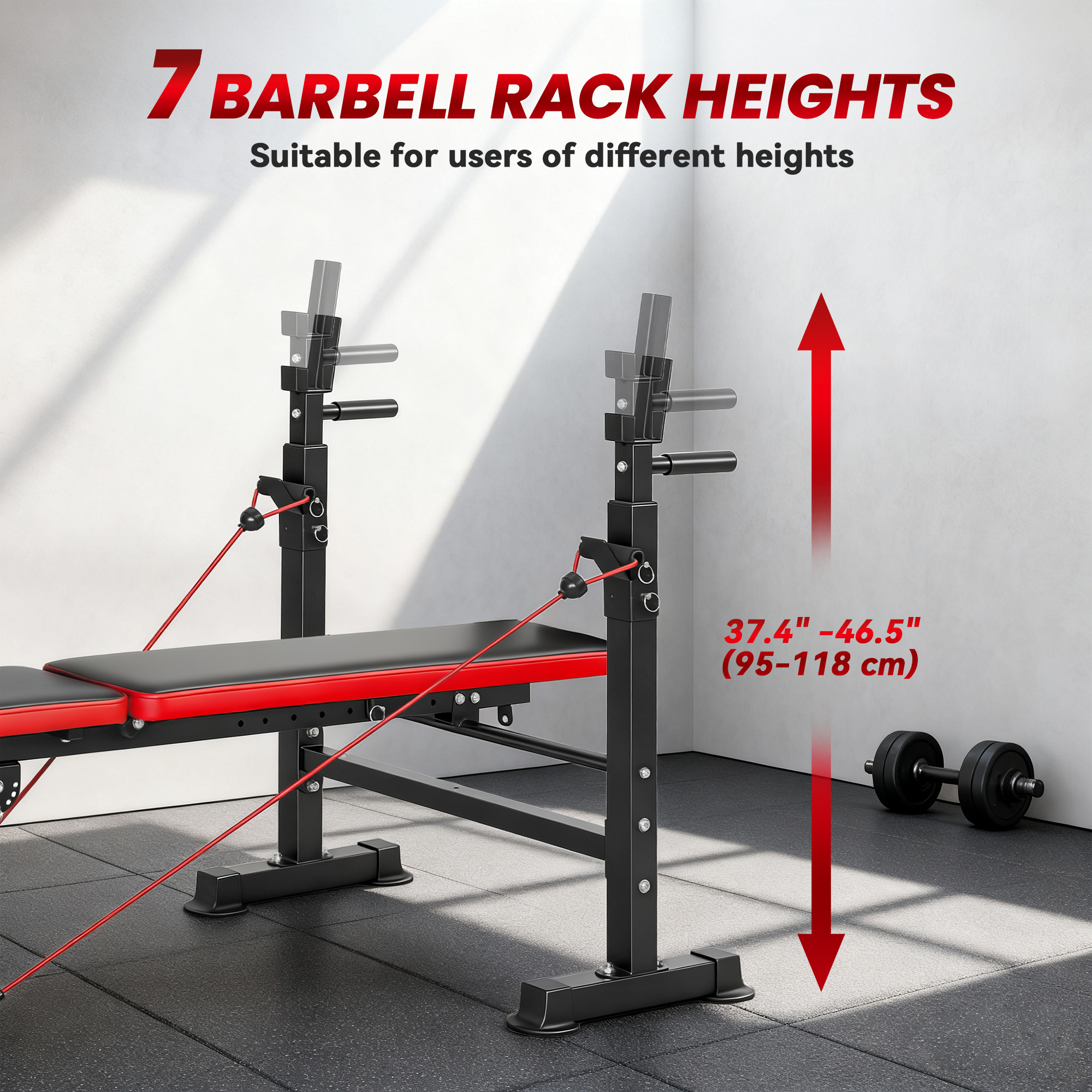 Soozier Adjustable Weight Bench with Squat Rack, Incline Flat Bench ...