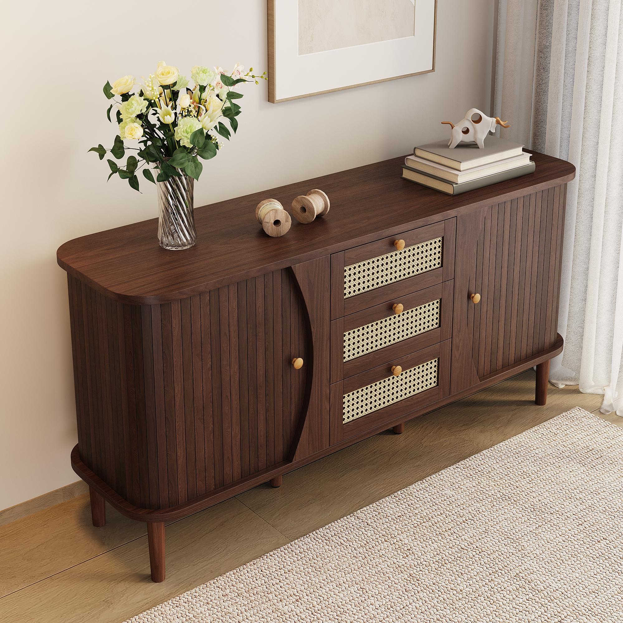 Rustic Style Sideboard Rustic Style Sideboard with 2 Doors and Adjustable Shelves, Wood ...