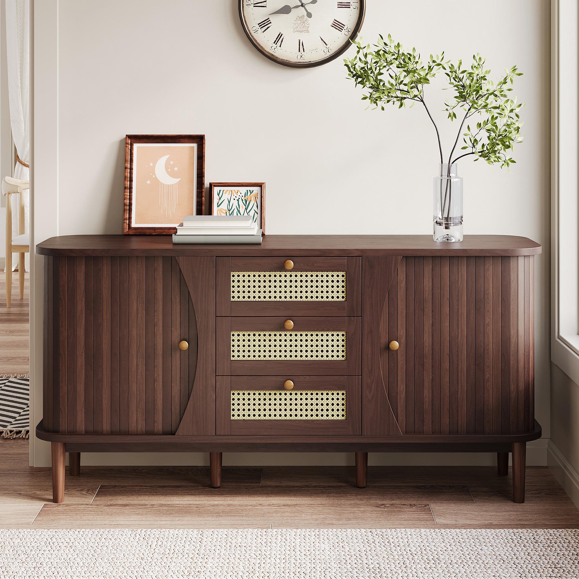 Rustic Style Sideboard Rustic Style Sideboard with 2 Doors and Adjustable Shelves, Wood ...
