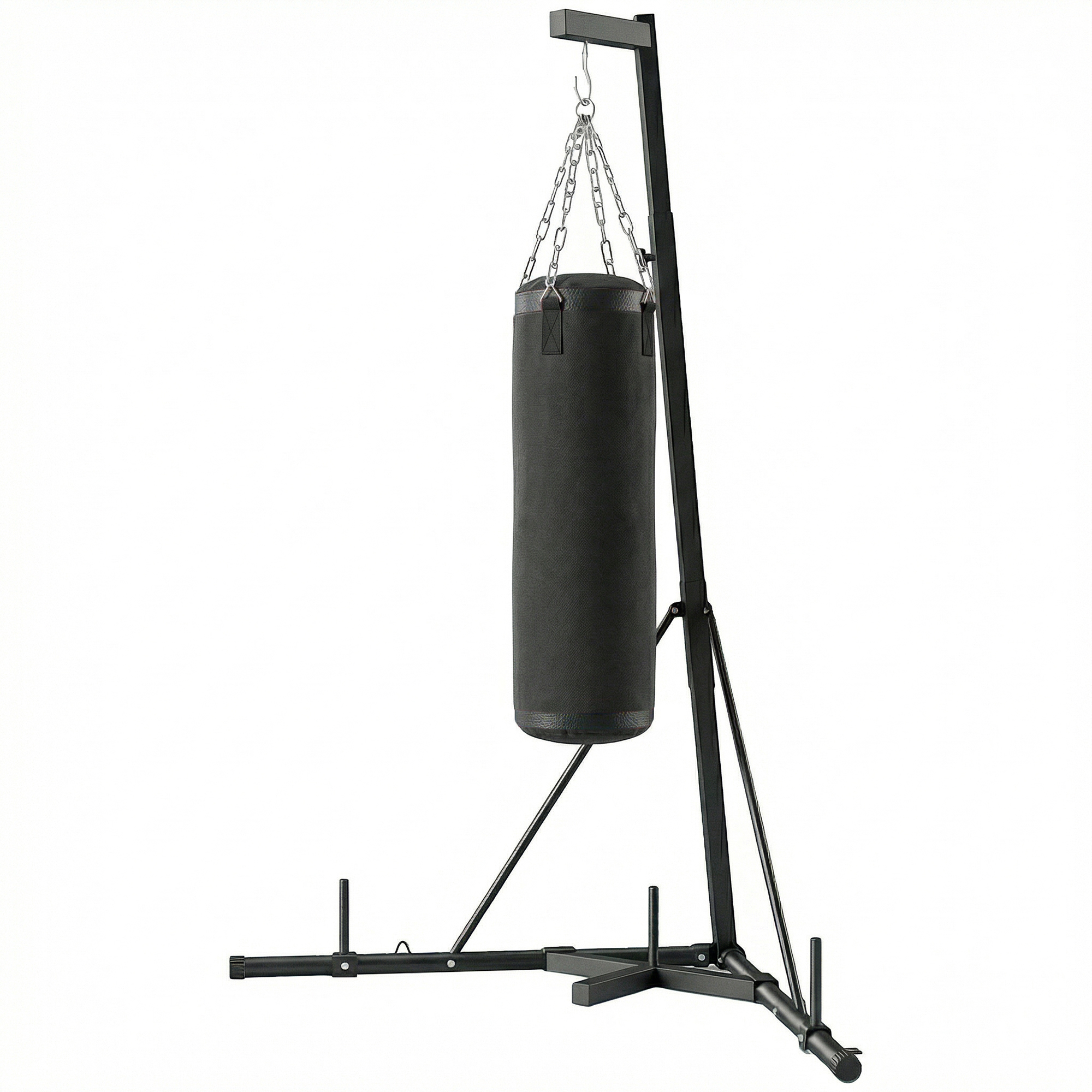 Soozier Punching Bag with Stand for Adults, 72.8"-90.9" Height Adjustable Freestanding Boxing Stand with Canvas Sandbag, Black