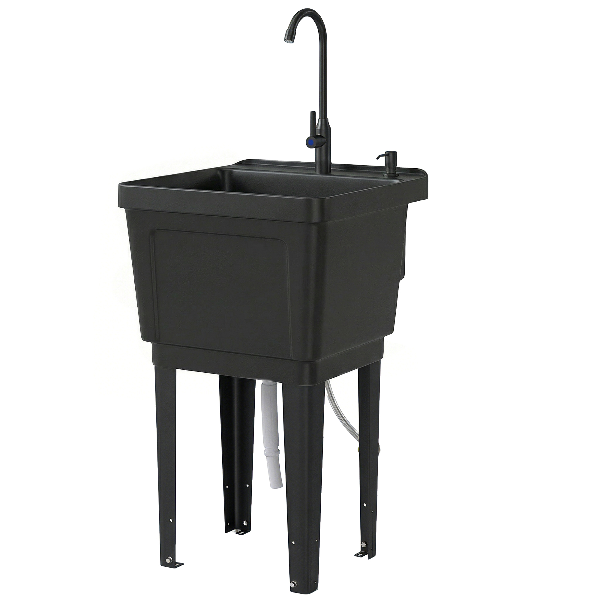Outsunny Portable 23-Gallon Utility Sink Laundry Tub for Washing Room, Freestanding Laundry Sink with Soap Dispenser, Black