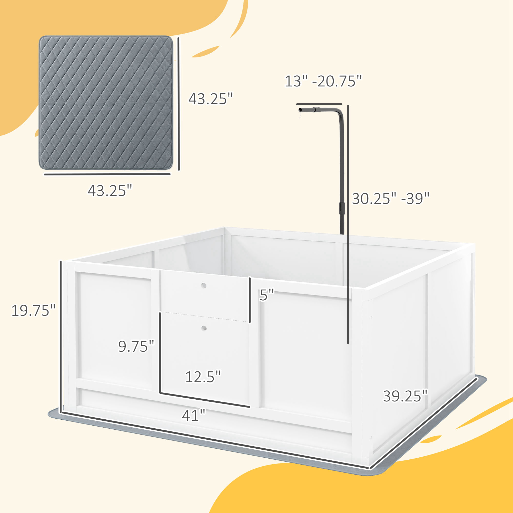 PawHut Whelping Box for Puppies Birth with Pee Pad, Pig Rail