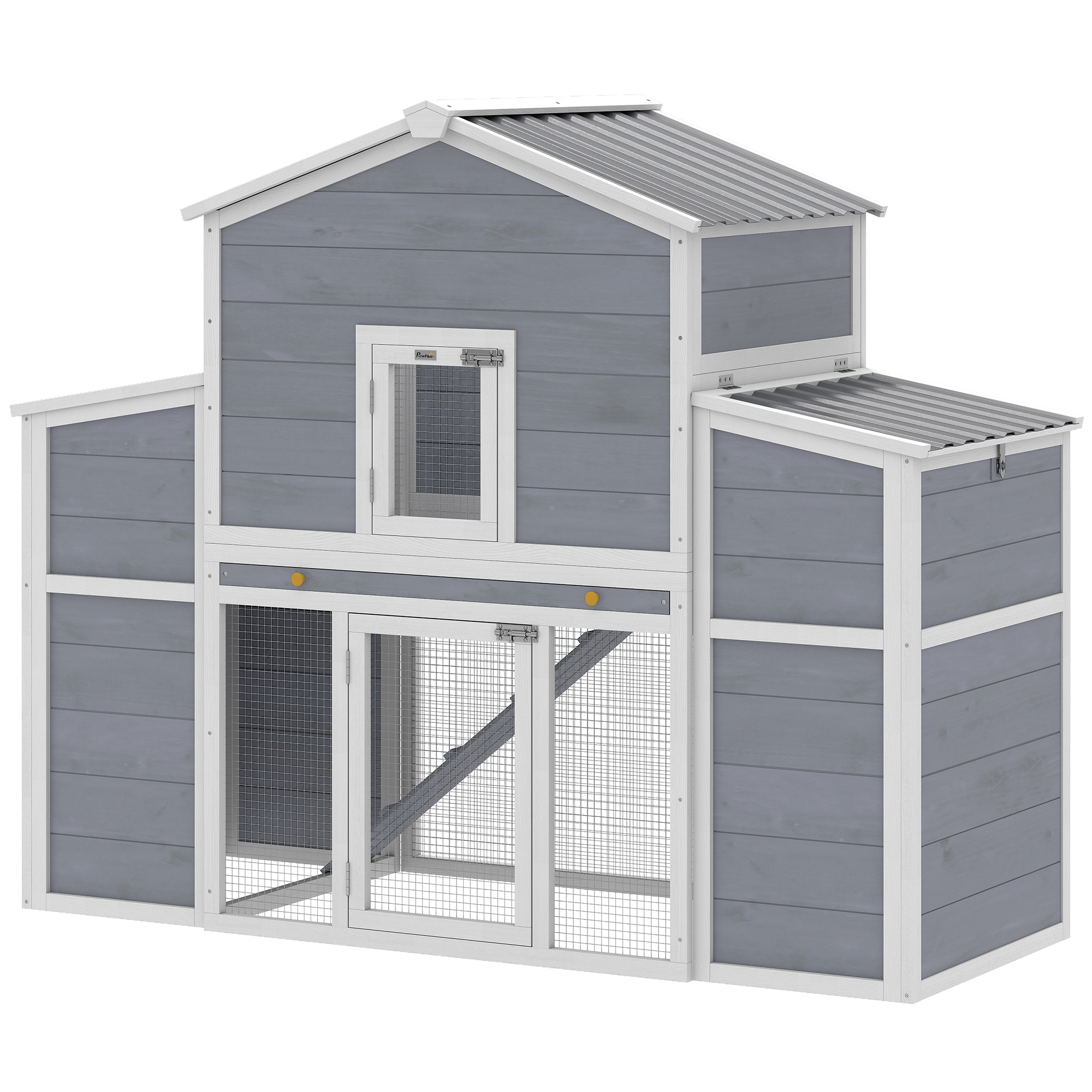 PawHut 66.5" Large Chicken Coop, Wooden Chicken House with 2 Nesting Boxes, Sliding Tray & Ramp, for Backyard Farm