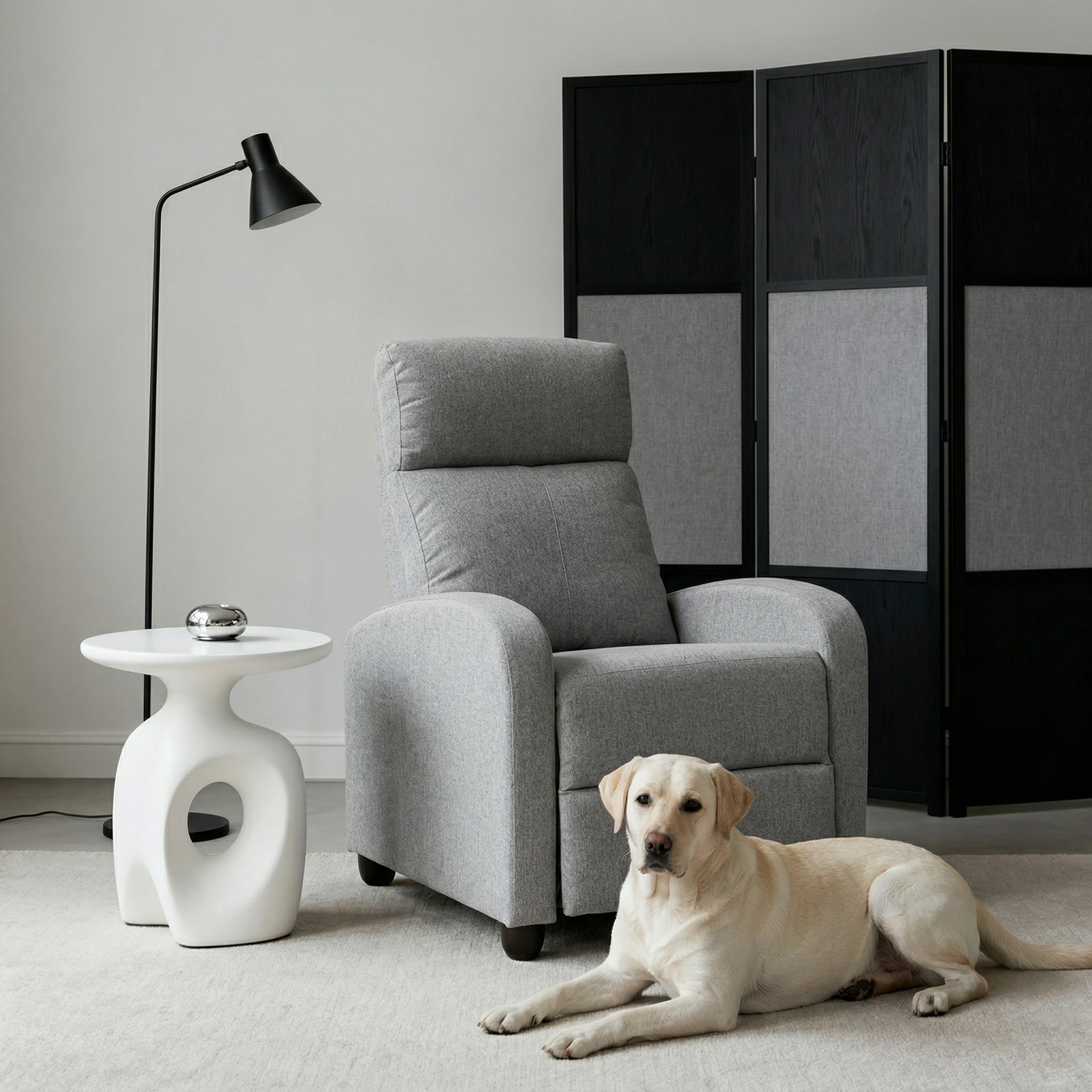 HOMCOM Fabric Recliner Manual Home Theater Seating Single Linen-Touch Sofa Armchair for Living Room, Light Grey Aosom Canada