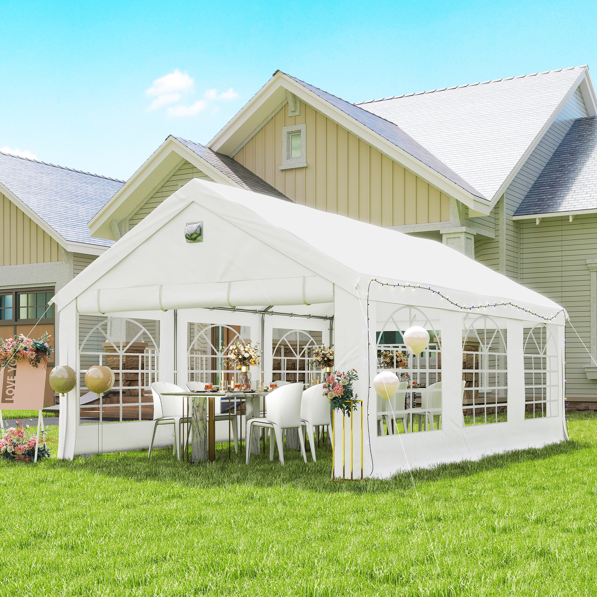 Outsunny 20' x 13' Party Tent, Heavy Duty Gazebo Canopy with