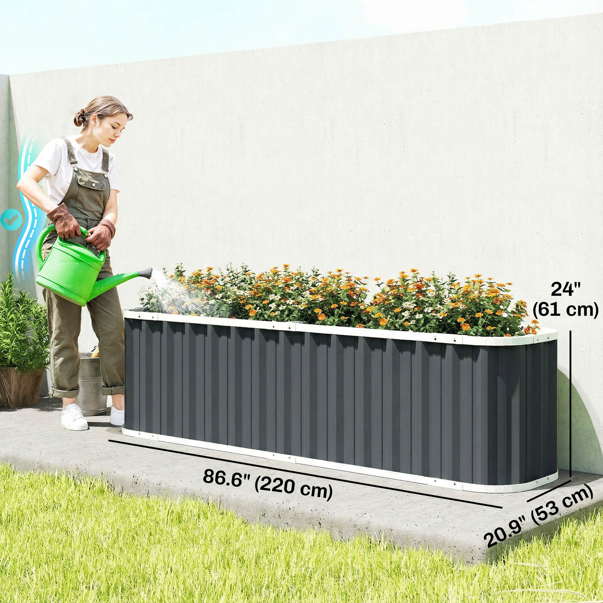 Outsunny Galvanized Raised Garden Bed, Deep Root Planter Box