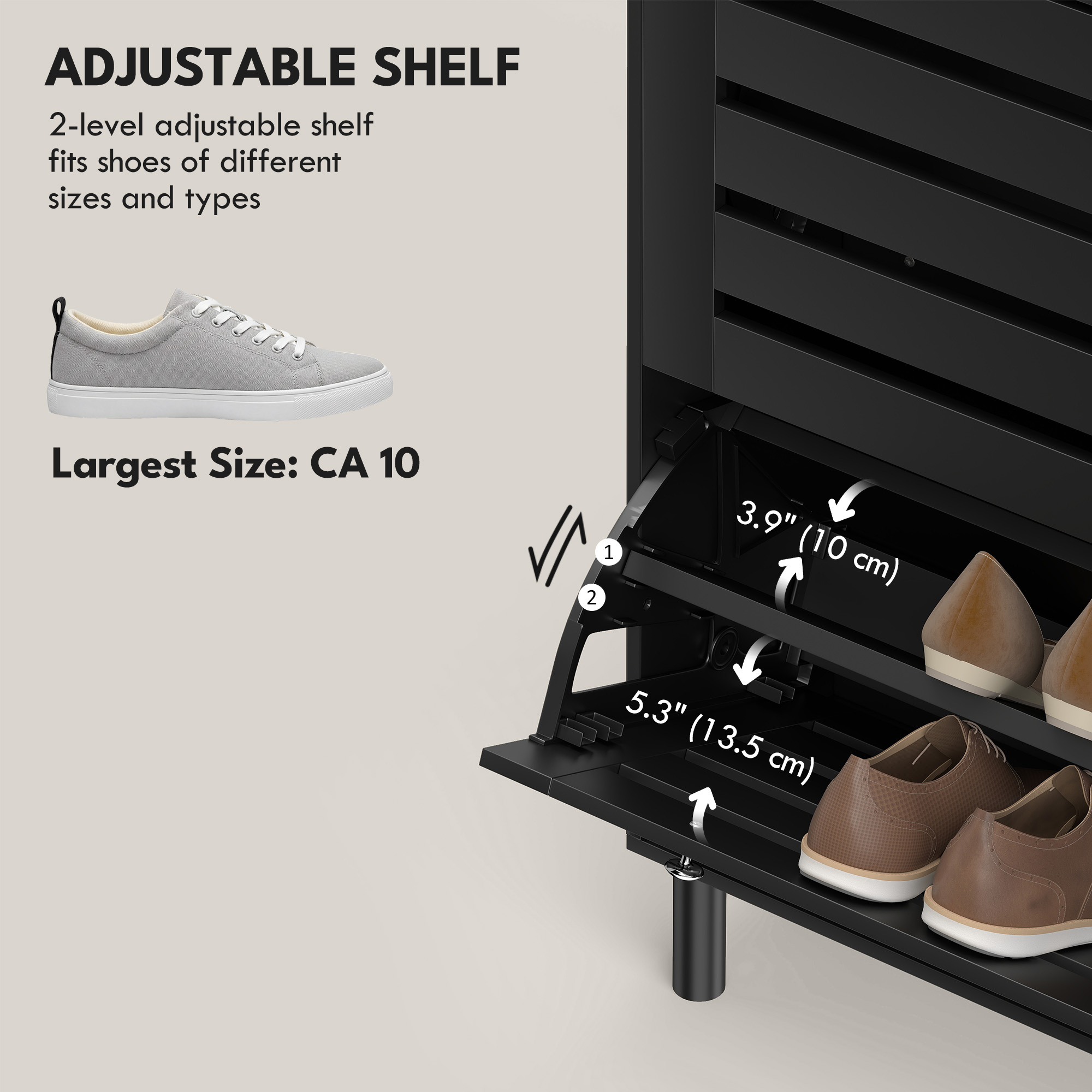 HOMCOM Narrow Shoe Storage Cabinet, 3 Flip Drawers, Adjustable