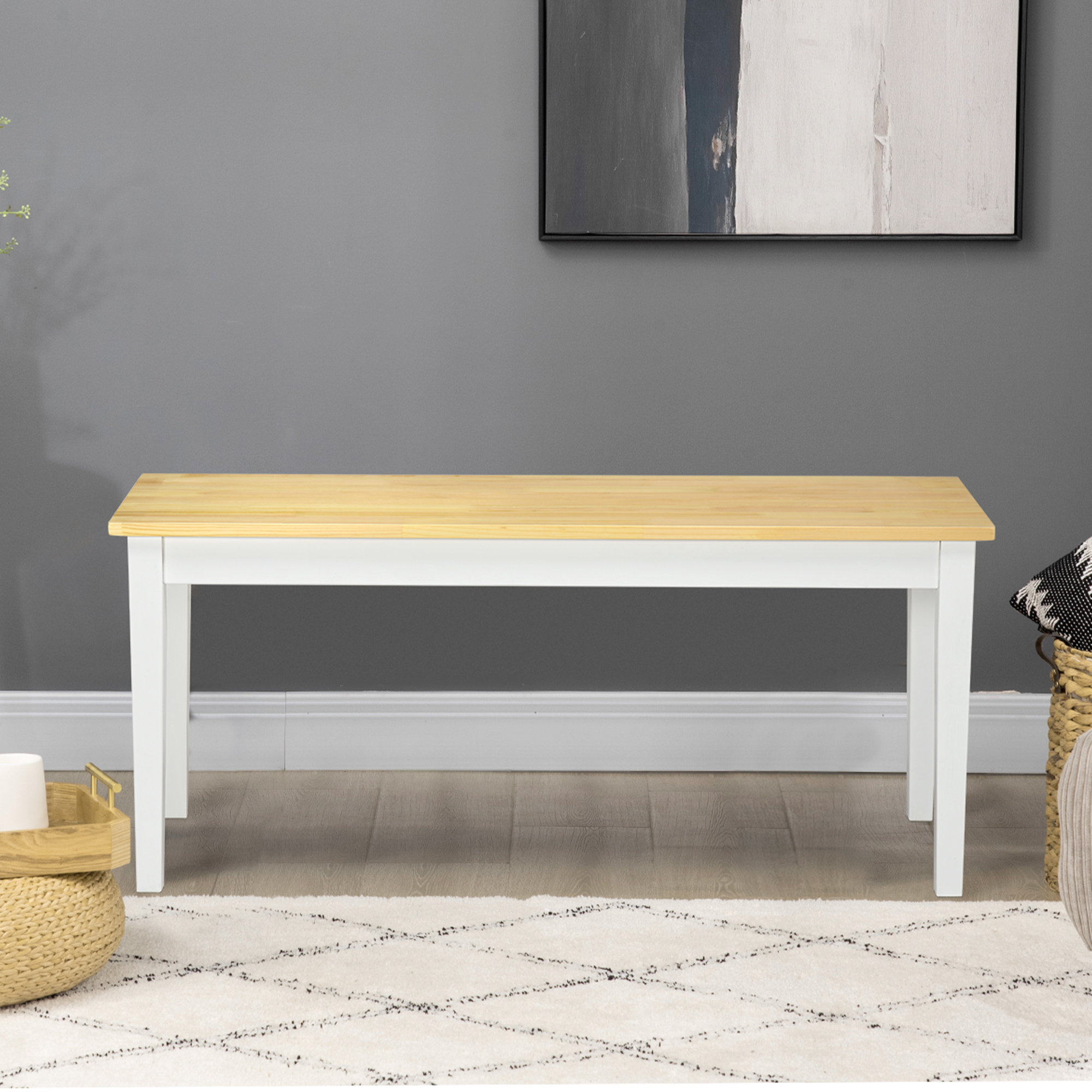 HOMCOM 40" Wood Dining Bench for 2 People, Wooden Bench Seat for Kitchen, Dining Room, Entryway, Natural Aosom Canada