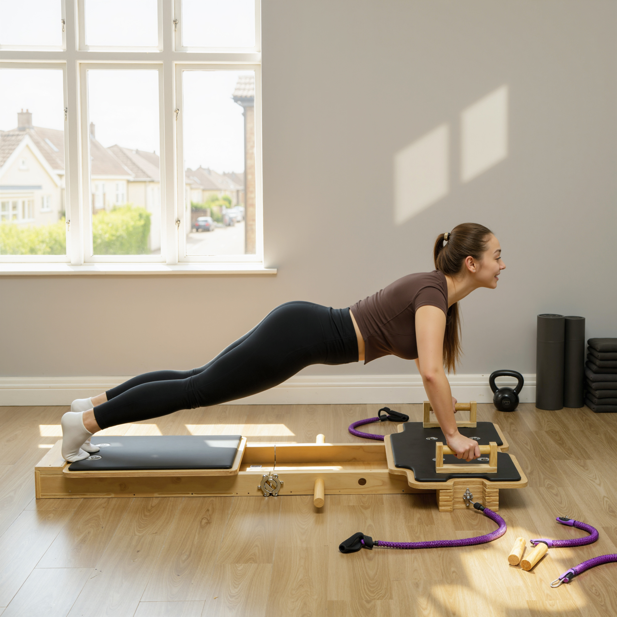 Soozier Portable Pilates Reformer Machine, Multifunctional Pilates