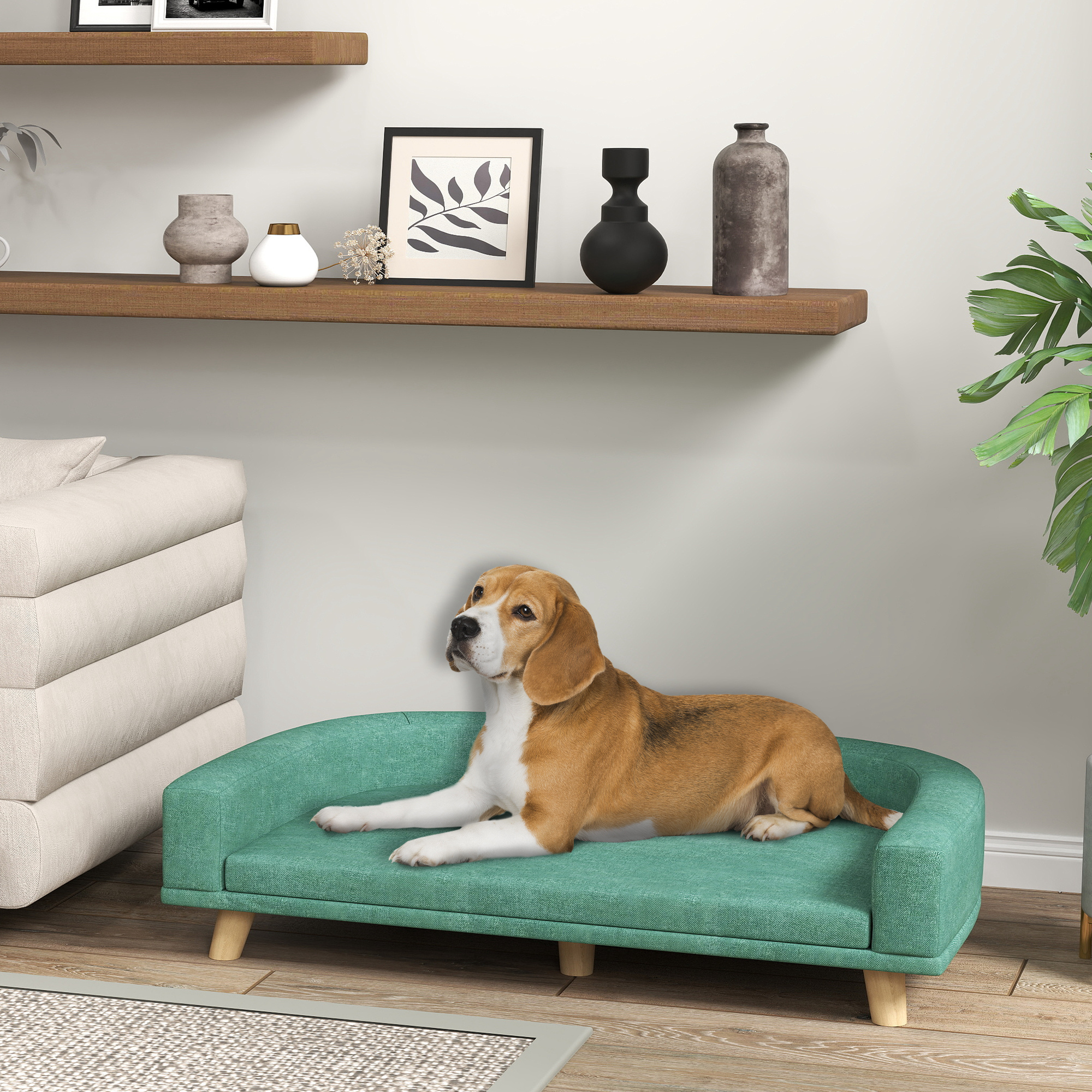 PawHut Canapé pour chiens de grande taille avec housse lavable, coussinets antidérapants, vert