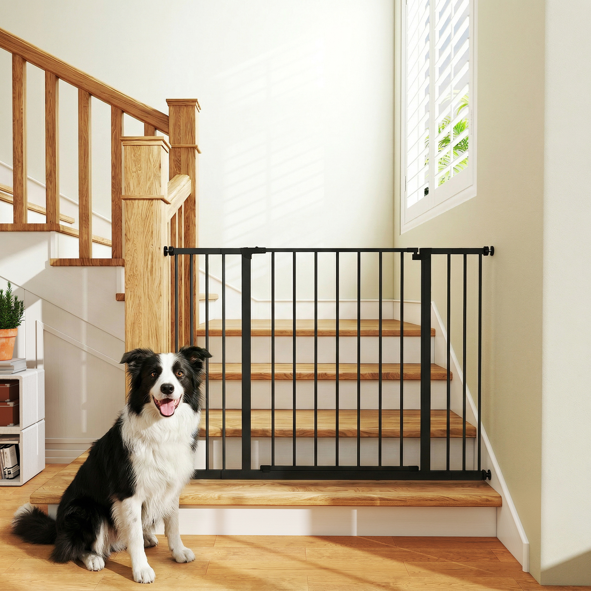 PawHut Pressure Fit Dog Gate Pet Barrier for stairs doorway, 29.9