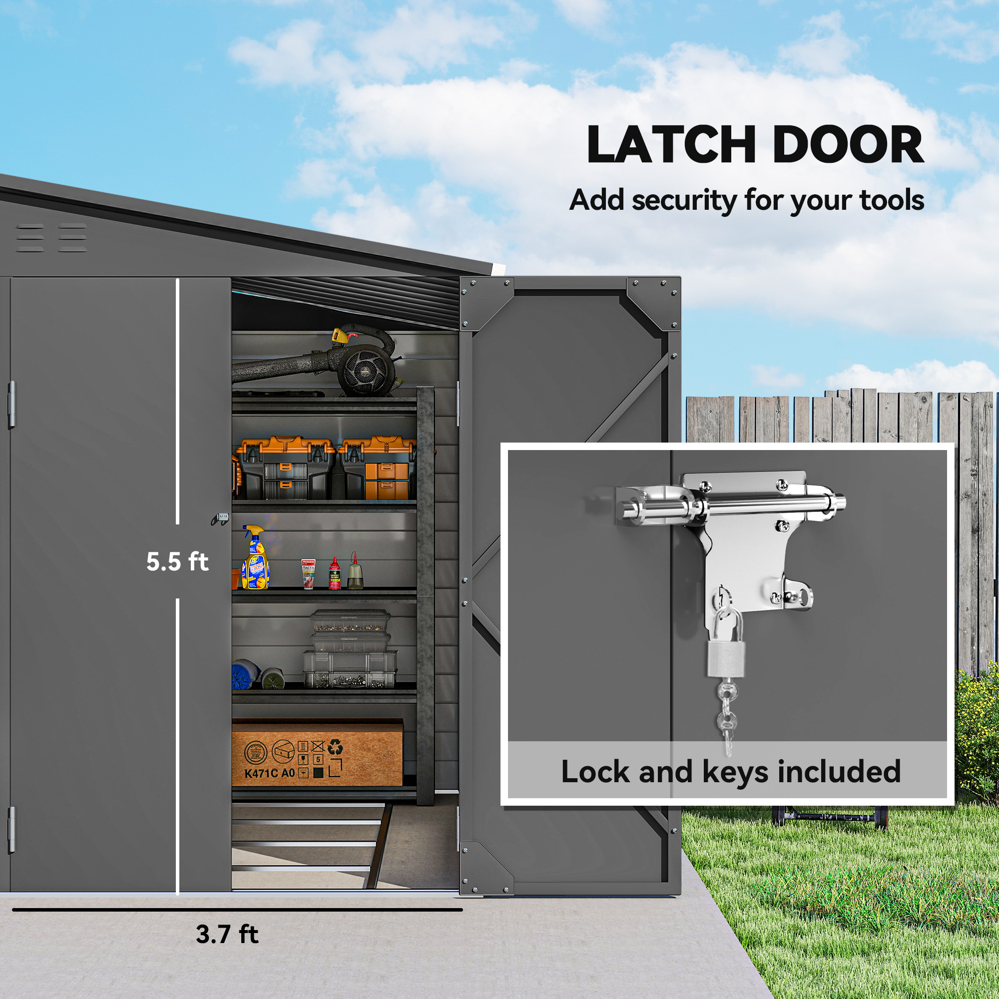 Outsunny 4.6x9 Metal Lean to Grey Storage Shed | Aosom.com