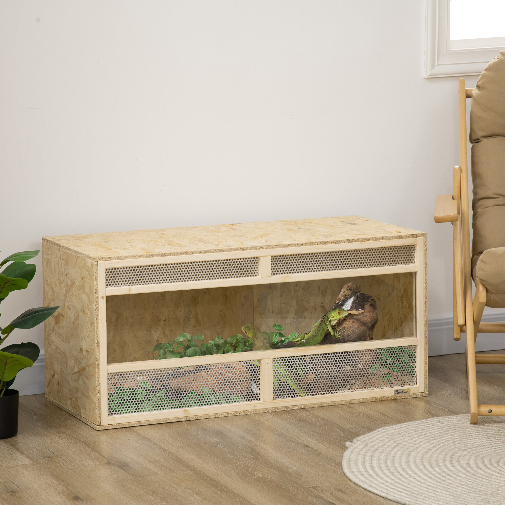 PawHut Reptile Terrarium, 58 Gallon Reptile Tank with Sliding Doors, Breathable Mesh for Bearded Dragon, Lizards, Snake Aosom Canada