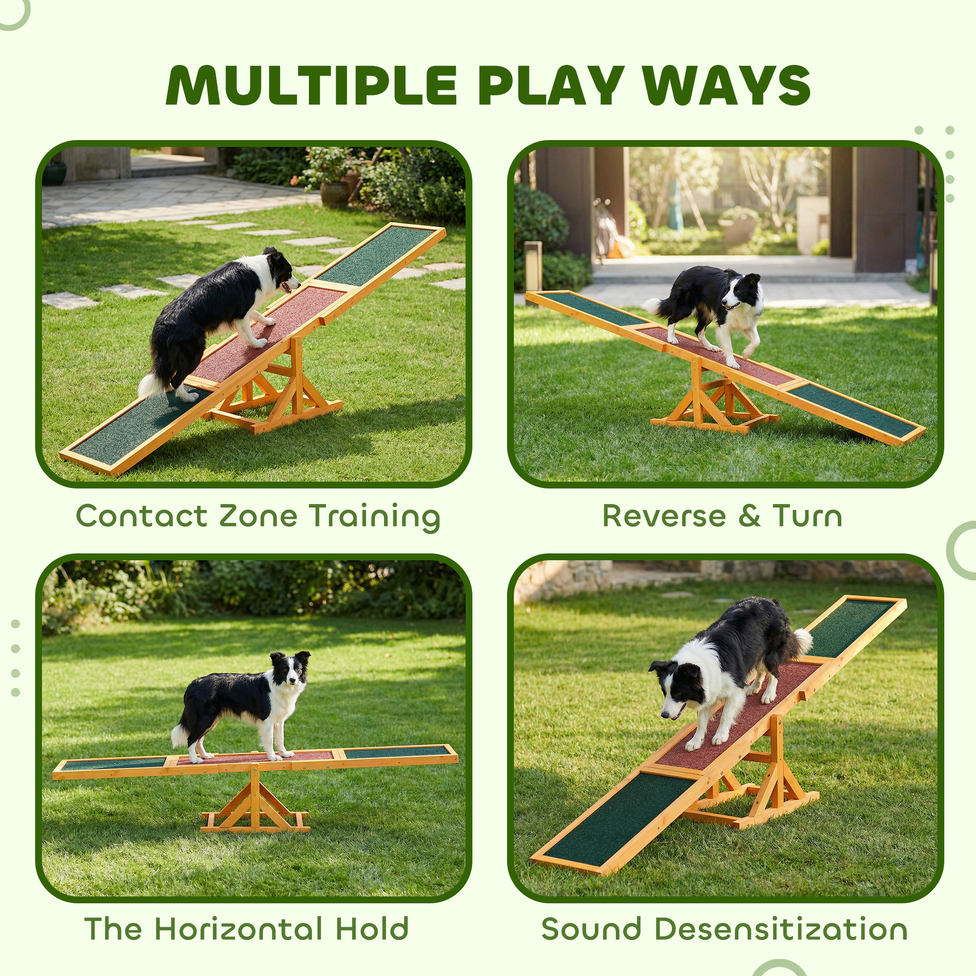 PawHut Wood Pet Seesaw Platform Dog Agility Training Equipment Run
