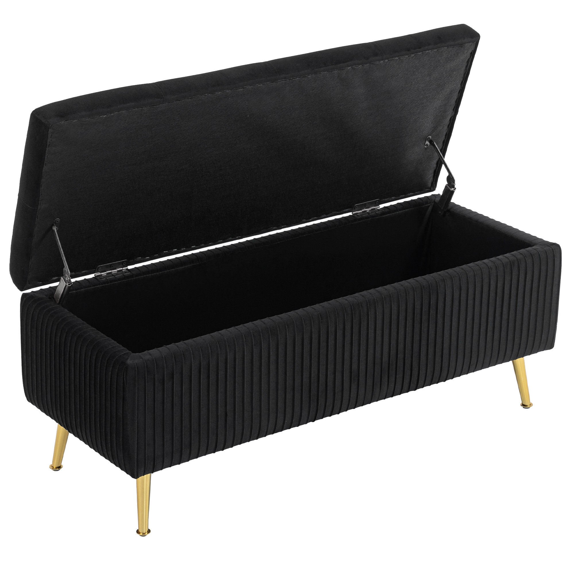 43 Inch Spacious Organizer Dresser with Steel Legs and Padded Seat, Organizer Ottoman Seating Bench, Foot Rest, Load 485 lbs, Black 1