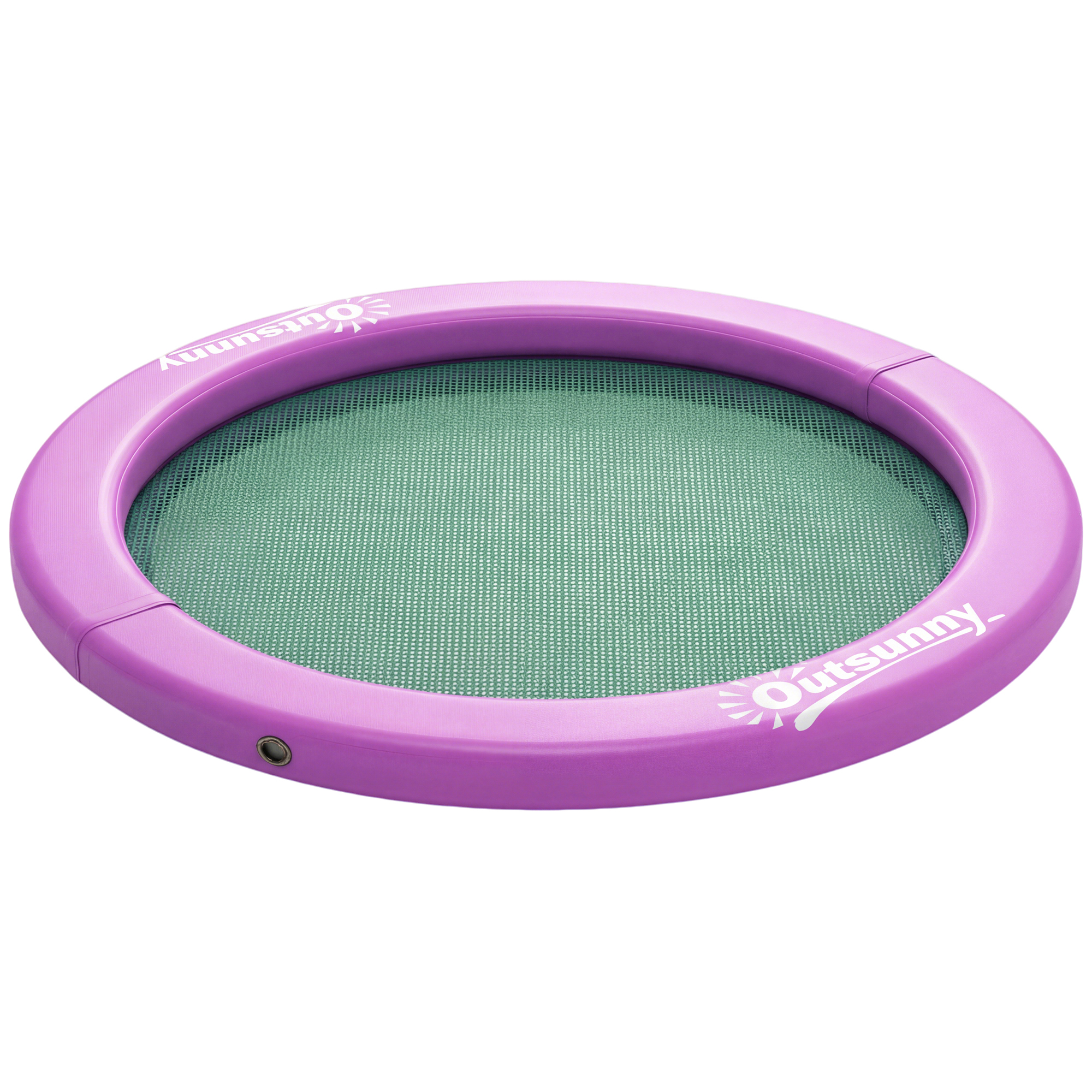 Outsunny 8FT Inflatable Water Hammock Floating Ring, Inflatable Floating Dock Platform for for Lakes, Pools, Oceans, Purple