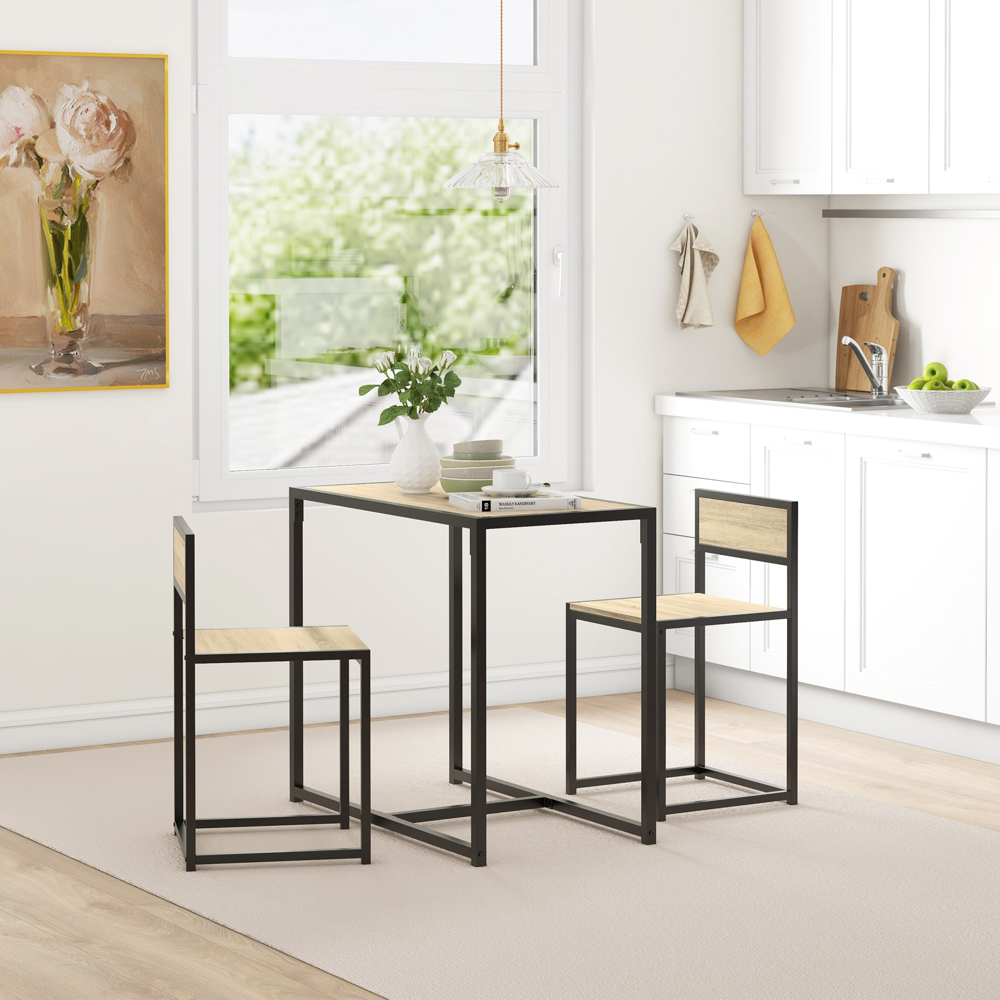 HOMCOM Dining Table Set, Industrial Dining Set for 2, Kitchen Table and Chairs for Small Space, Dining Room Table with Chairs Aosom Canada