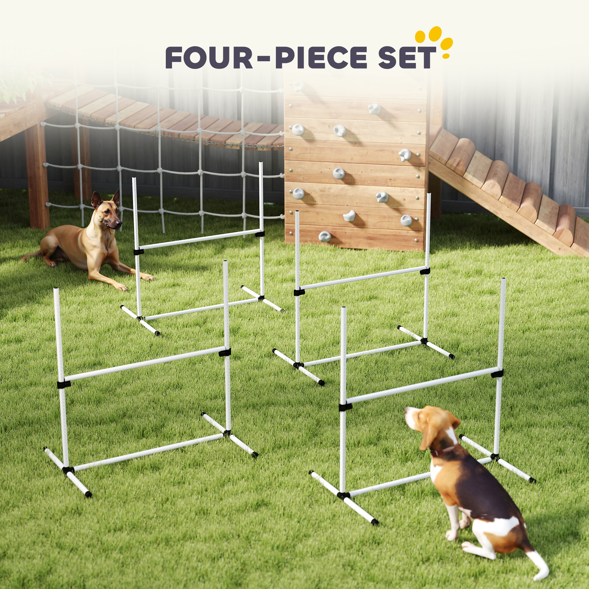 PawHut Set of 4 Dog Training Agility Gear Adjustable Jump Bar Pet