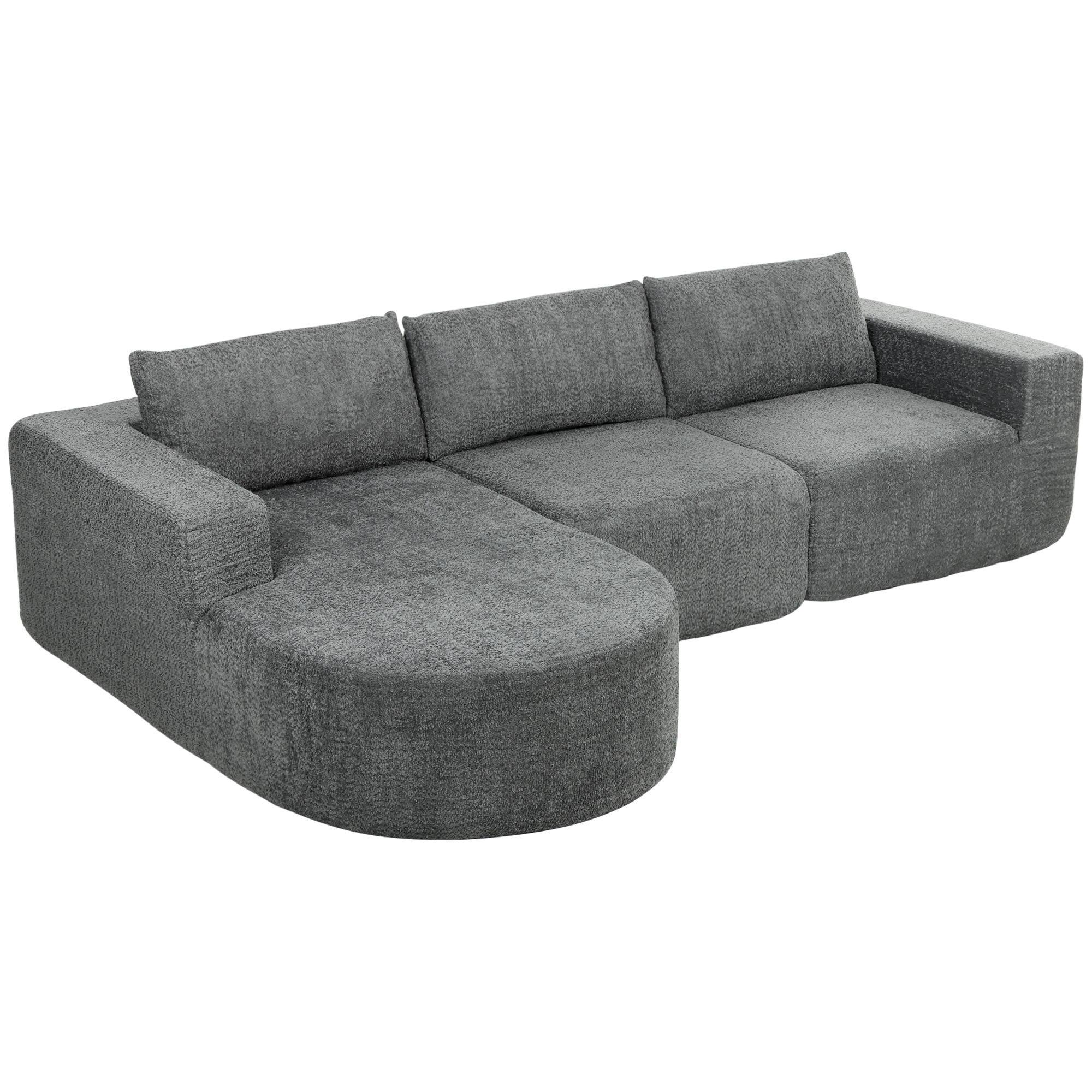 L Shaped Cloud Boneless Couch, Modular Sectional Sofa with Chaise and Deep Seat for Living Room, Bedroom, Dark Grey 1