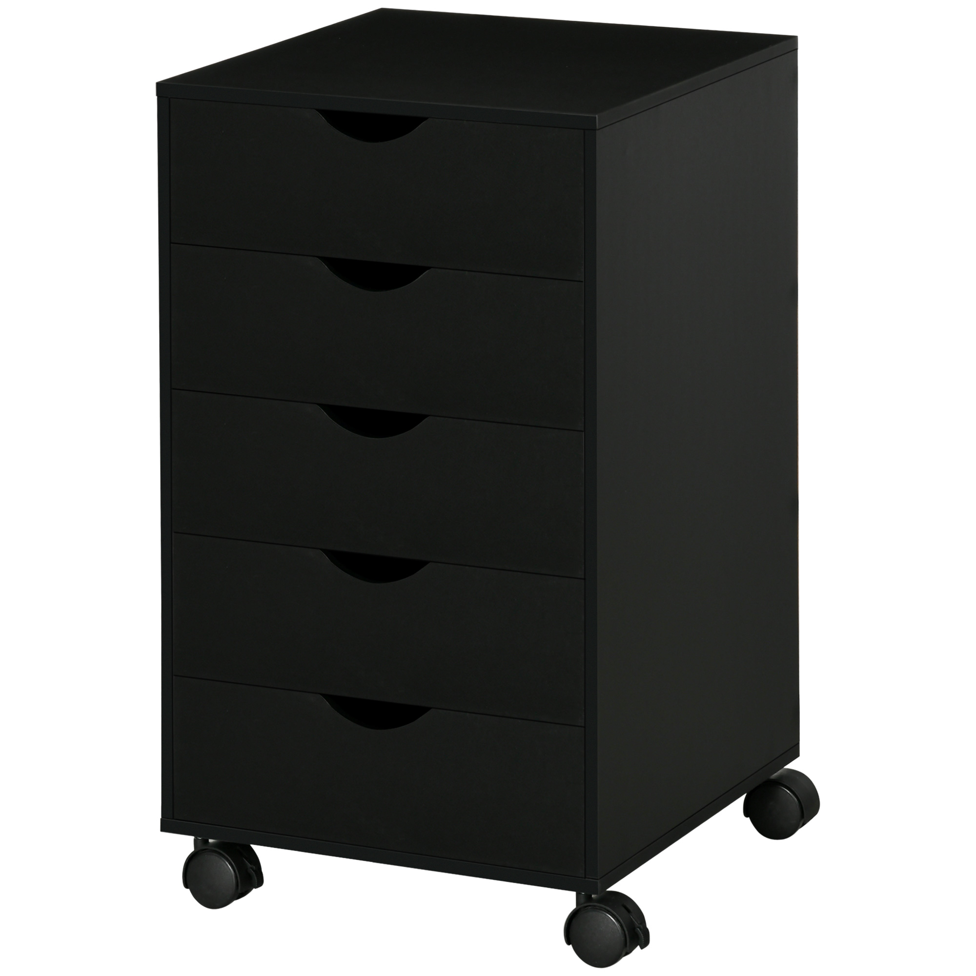 15.7" x 15.7" x 26.4", File Organizer Unit with 5 Organizer Drawer Castors, Black 1