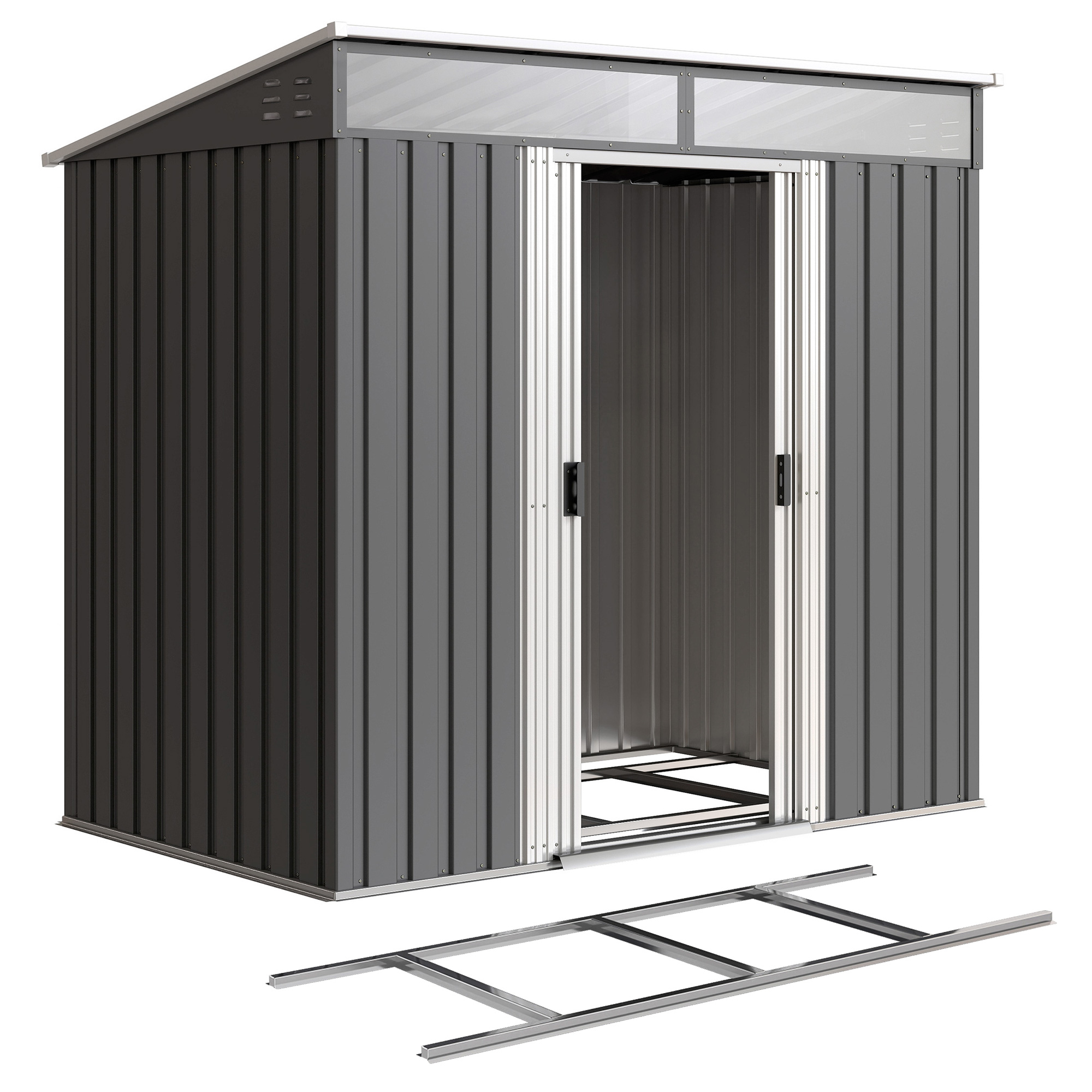 Outsunny 6.5x4 Metal Garden Shed, Lockable, Grey | Aosom Canada