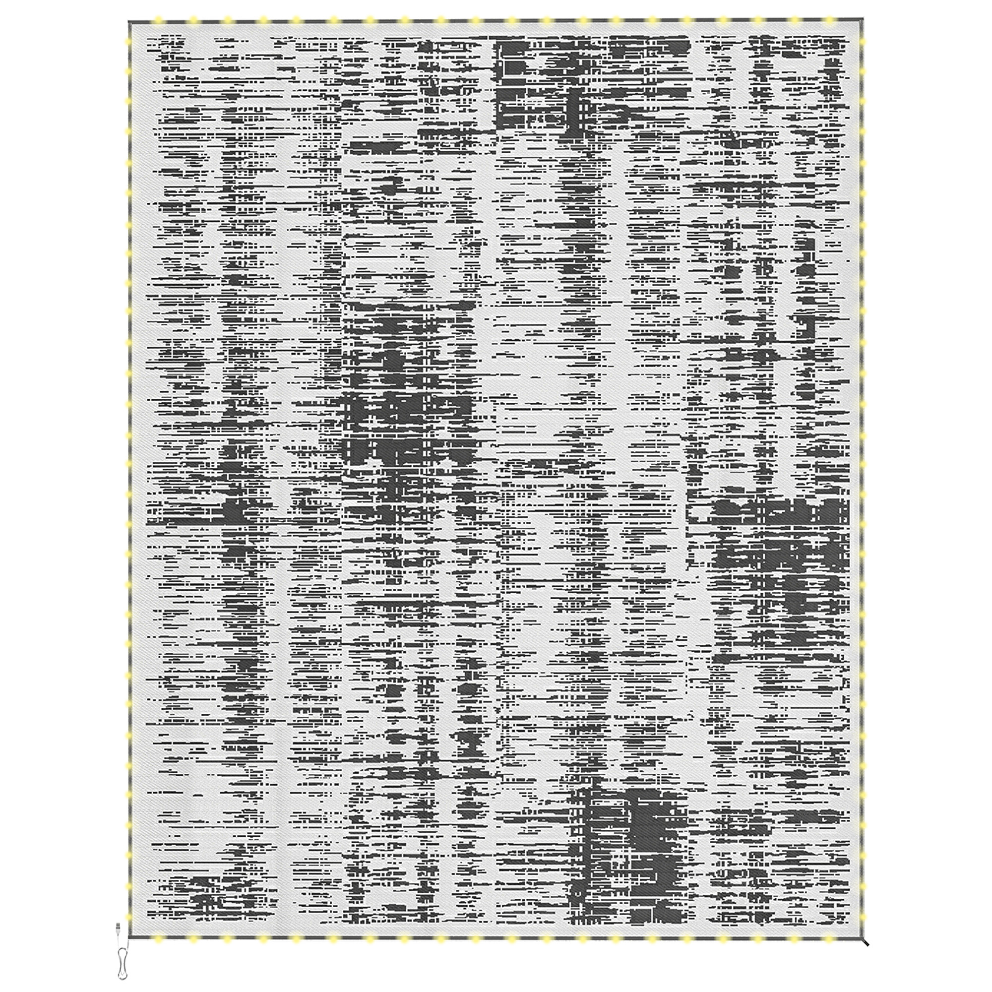 Outsunny Reversible Outdoor Rug Carpet with LED Lights, Carry Bag & Ground Stakes for Backyard, Deck, Picnic, Beach, 10' x 8'