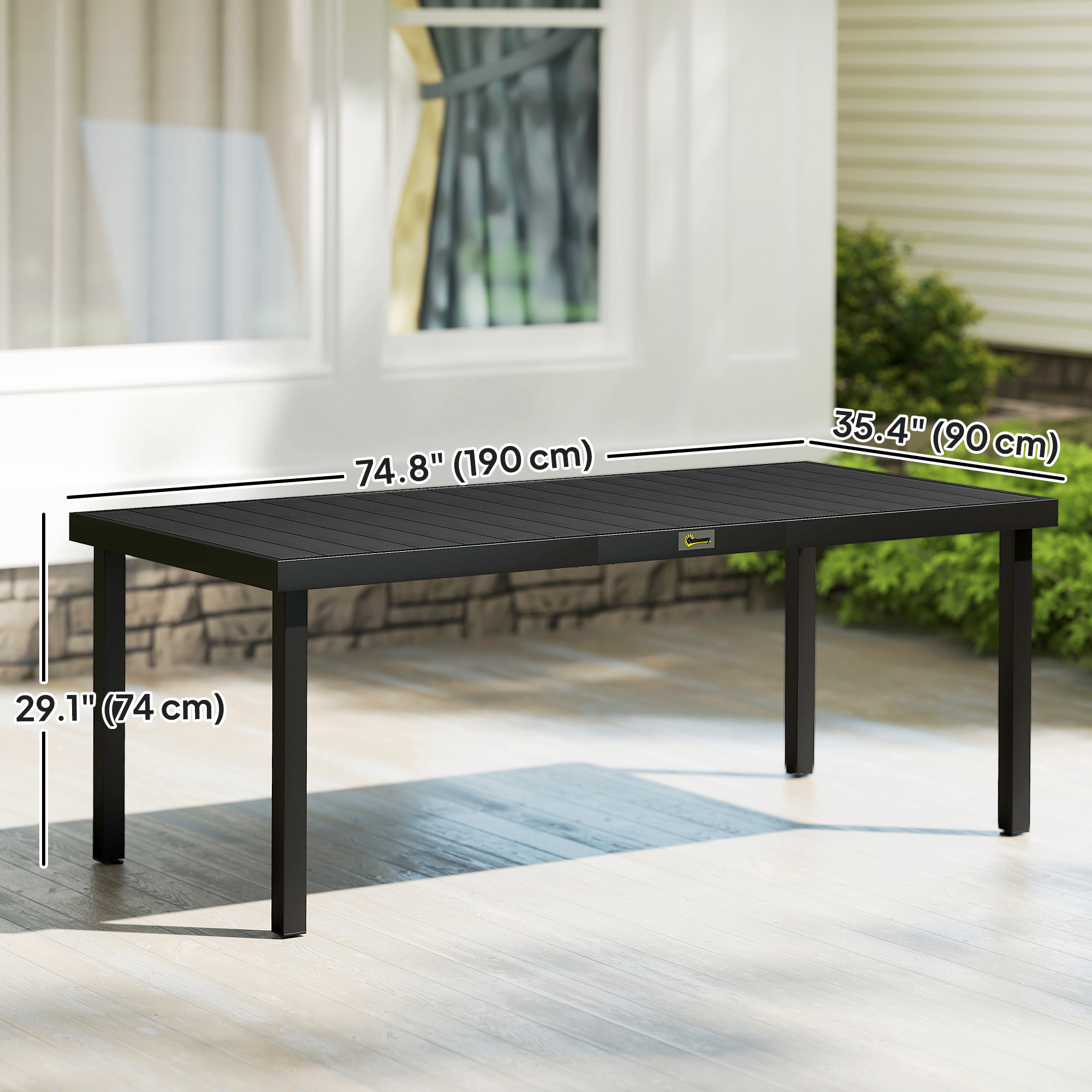 Outsunny Patio Dining Table for 8, Rectangular Aluminum Outdoor