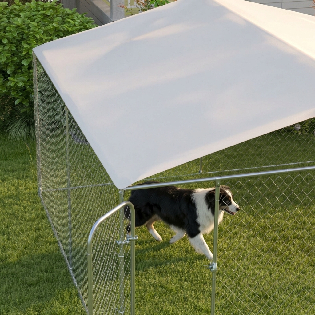 PawHut 15x15 Steel Dog Kennel with Cover, Black | Aosom.com