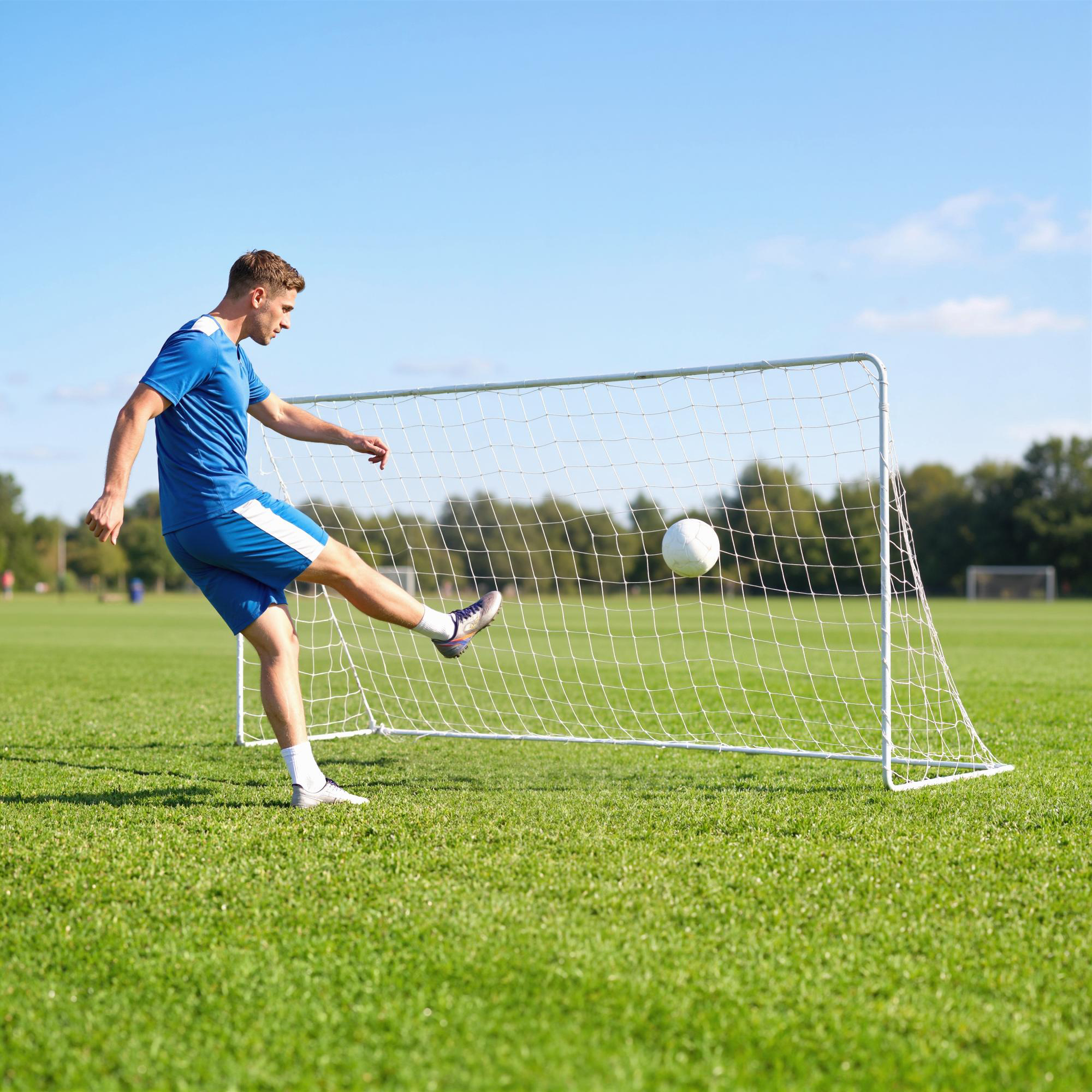 Soozier Soccer Goal, 6 x 4ft Portable Practice Soccer Net with Nylon Mesh, Steel Frame, for Indoor and Outdoor Use Aosom Canada
