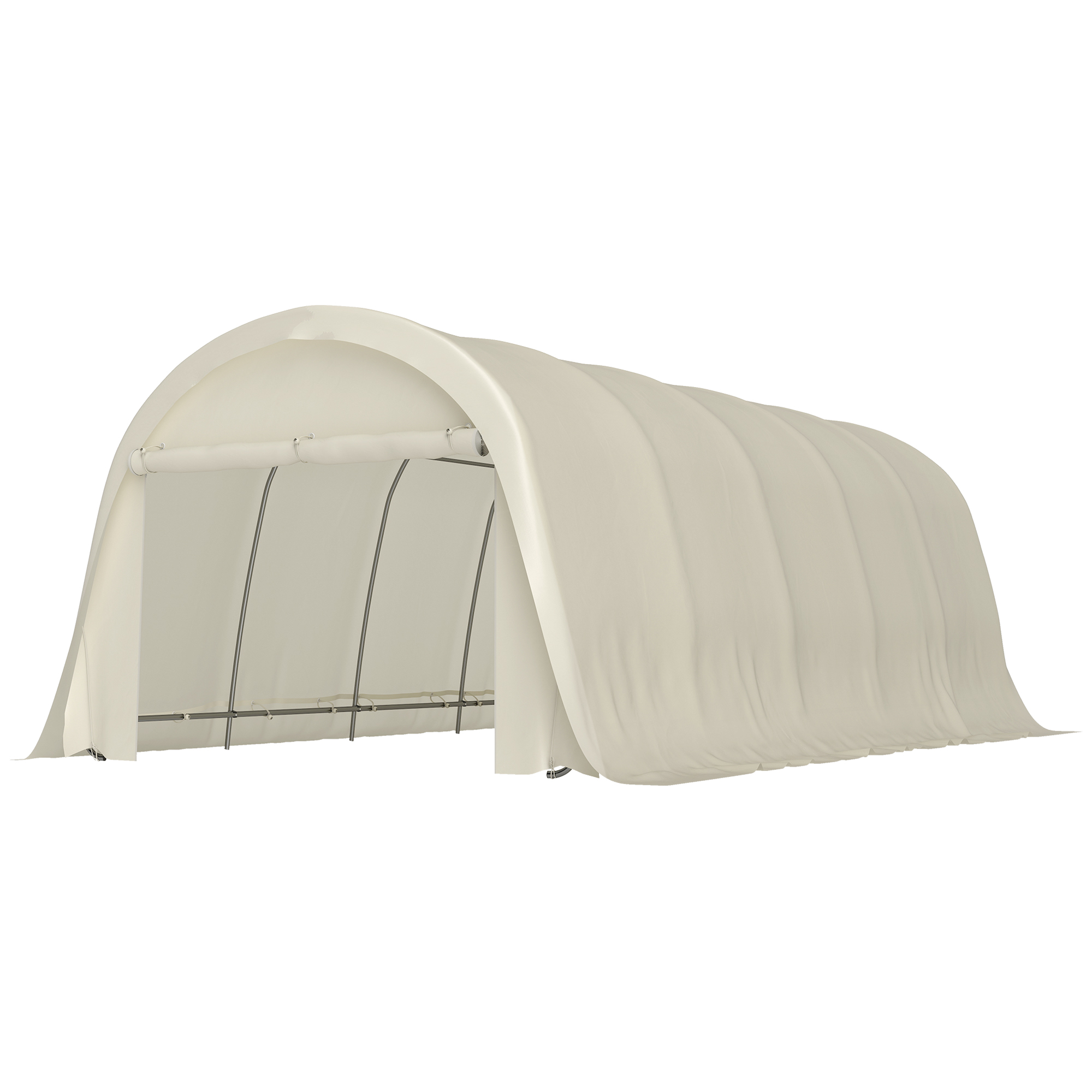 Outsunny 12' x 23.6' Heavy-Duty Carport Tent with Large Door, Beige