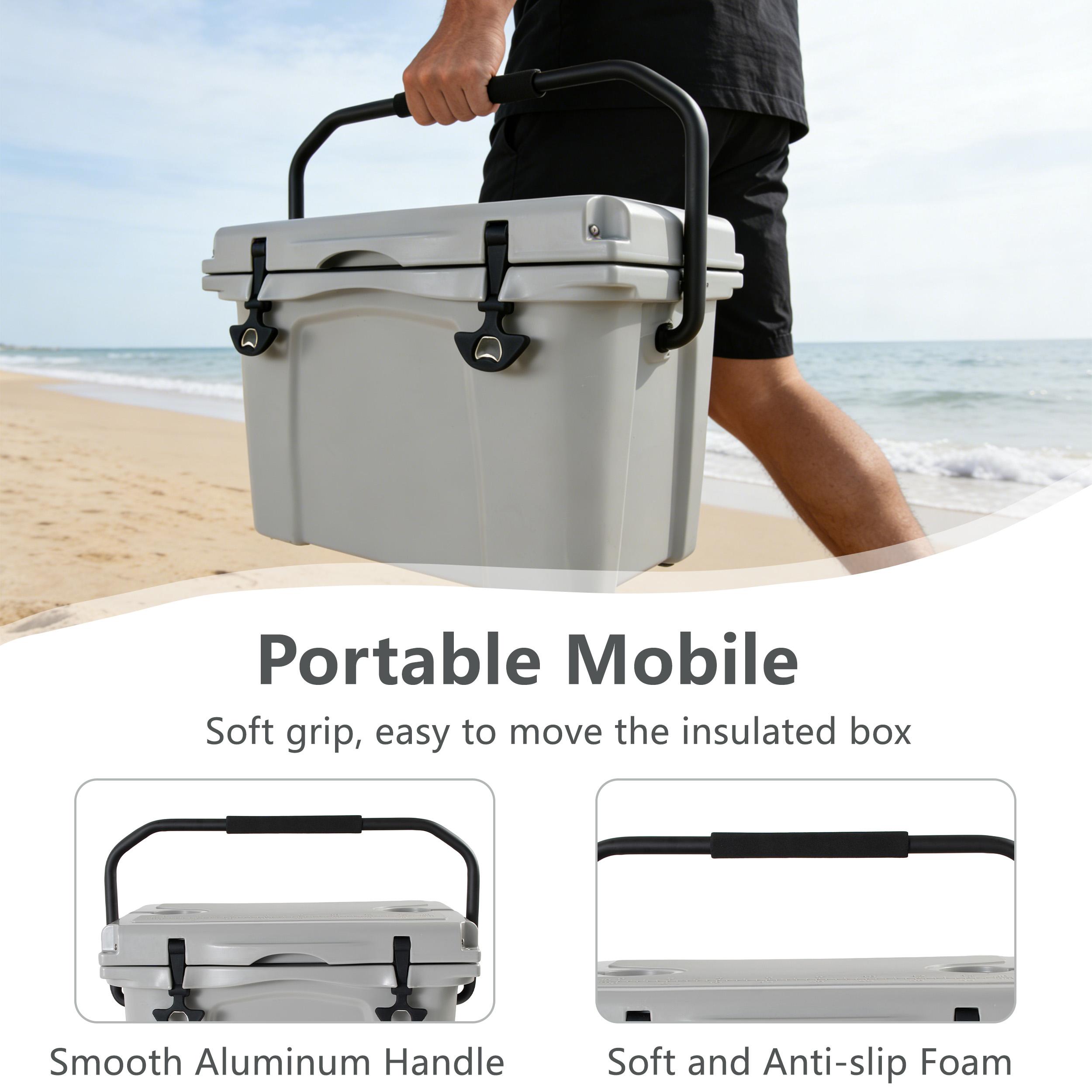 Insulated Portable Cooler with Impact-Resistant Hard Shell, 21.5