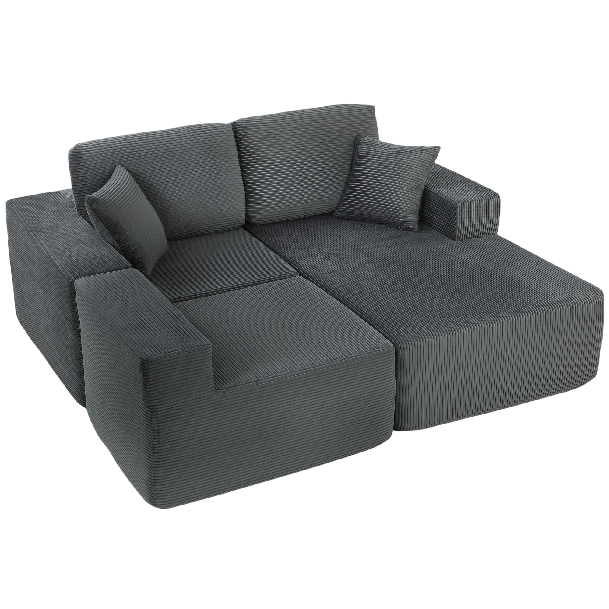 2-in-1 Modular Sectional Sofa, Boneless L Shaped Couch Sofa Bed, Dark Grey 1