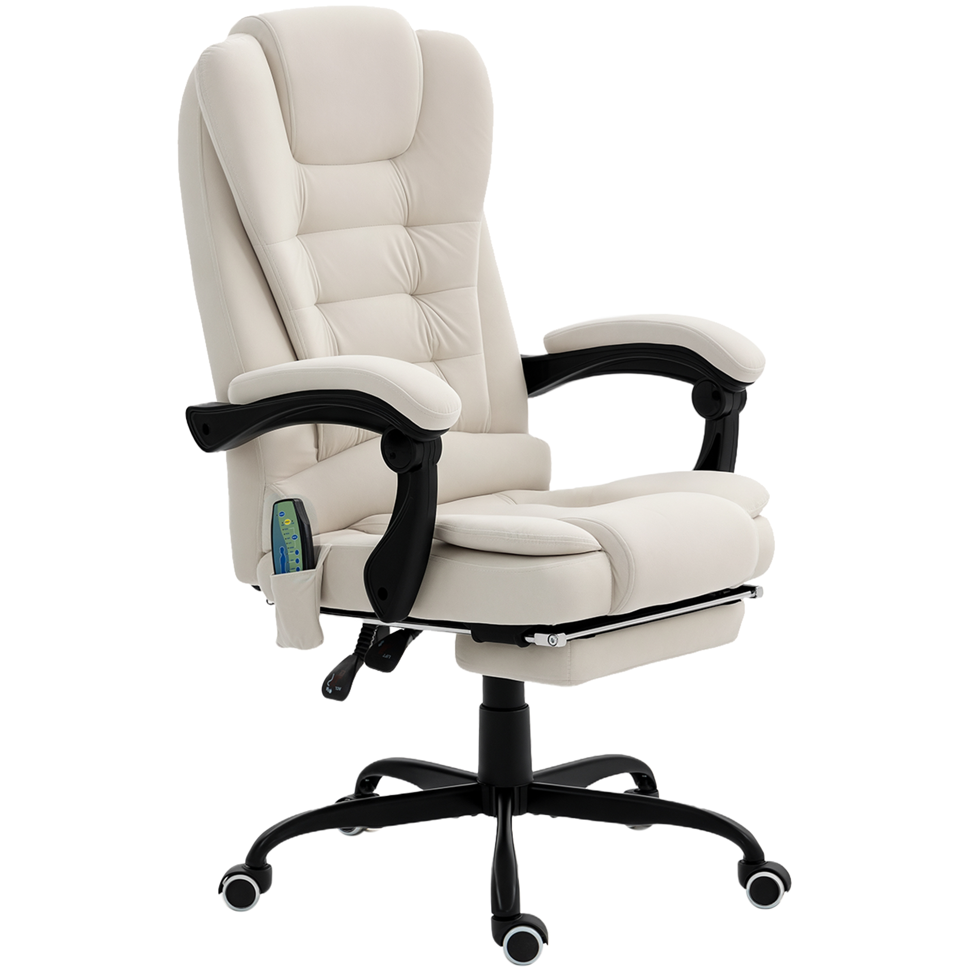 Recline Workspace Seating with Footrest, 7-Point Vibrating Massage-Function Seating, Recline Back, Adjustable-Height Height, Beige 1